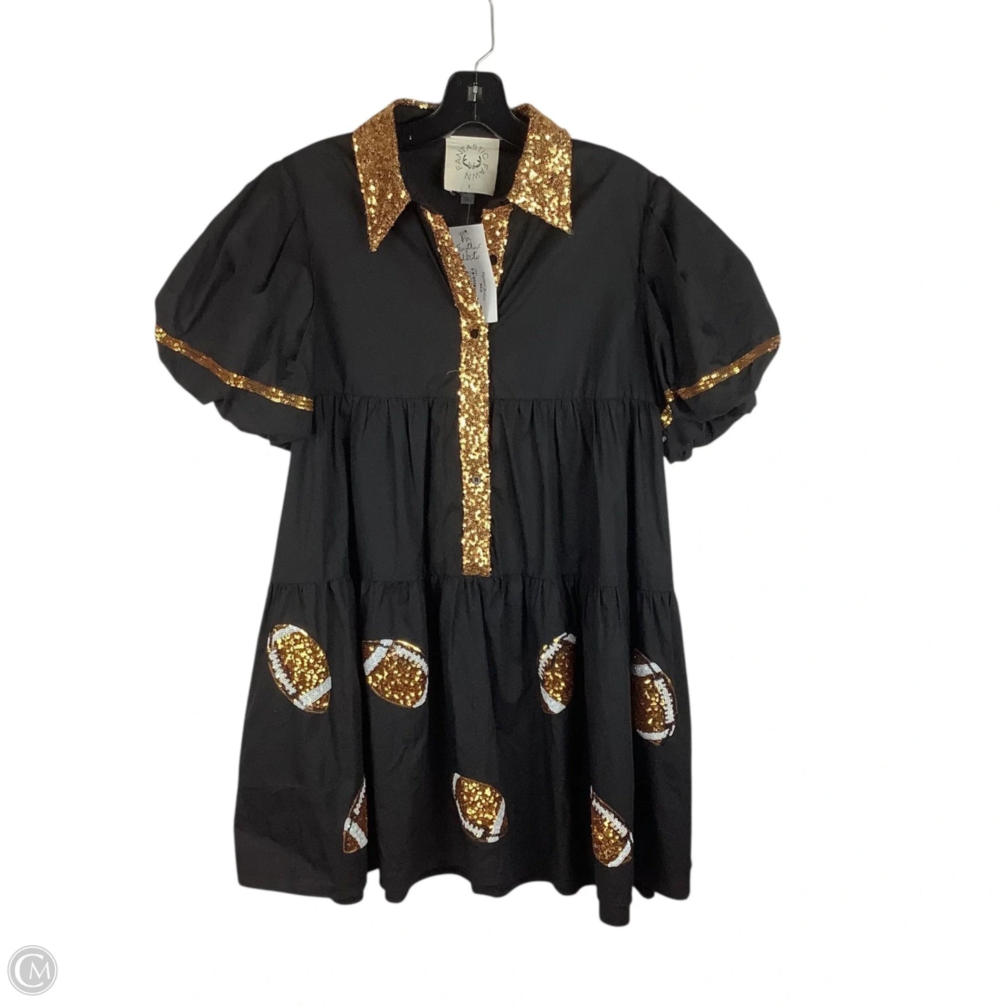 Dress Party Short By Fantastic Fawn In Black & Gold, Size: S