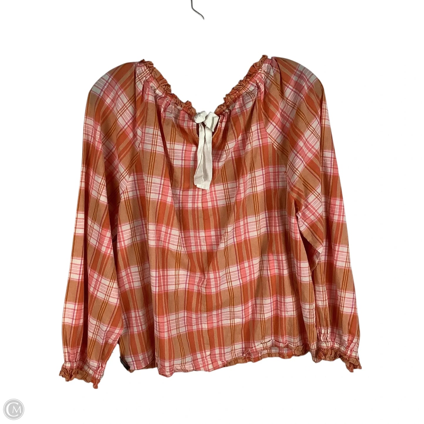 Top Long Sleeve By J. Crew In Plaid Pattern, Size: L