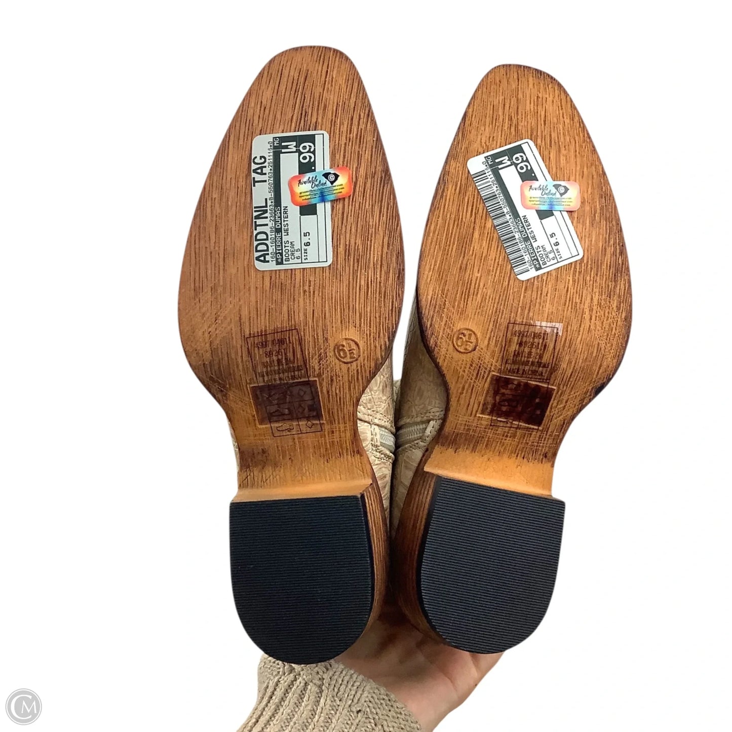 Boots Western By Pierre Dumas In Cream, Size: 6.5