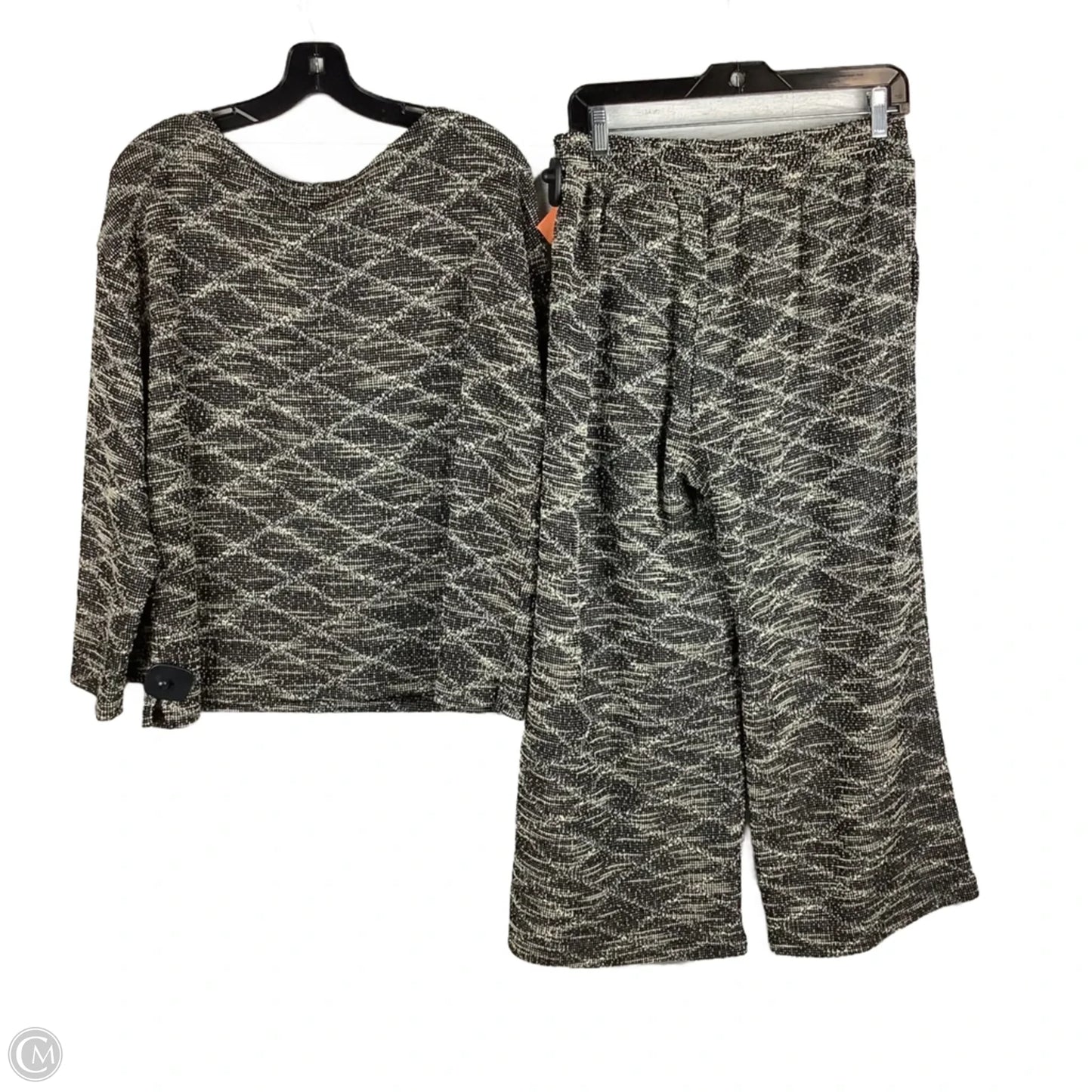 Pants Set 2pc By See And Be Seen In Black & Cream, Size: L