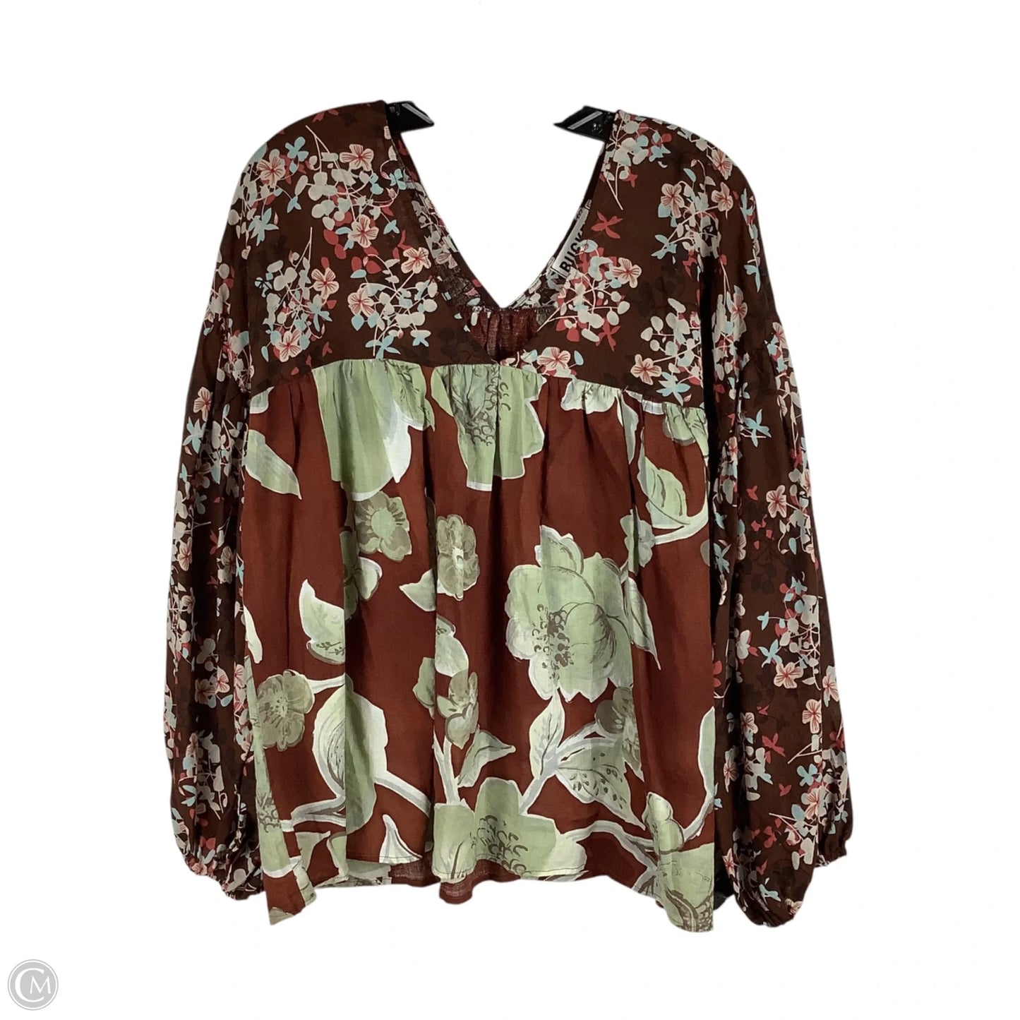 Top Long Sleeve By Cmc In Brown, Size: L