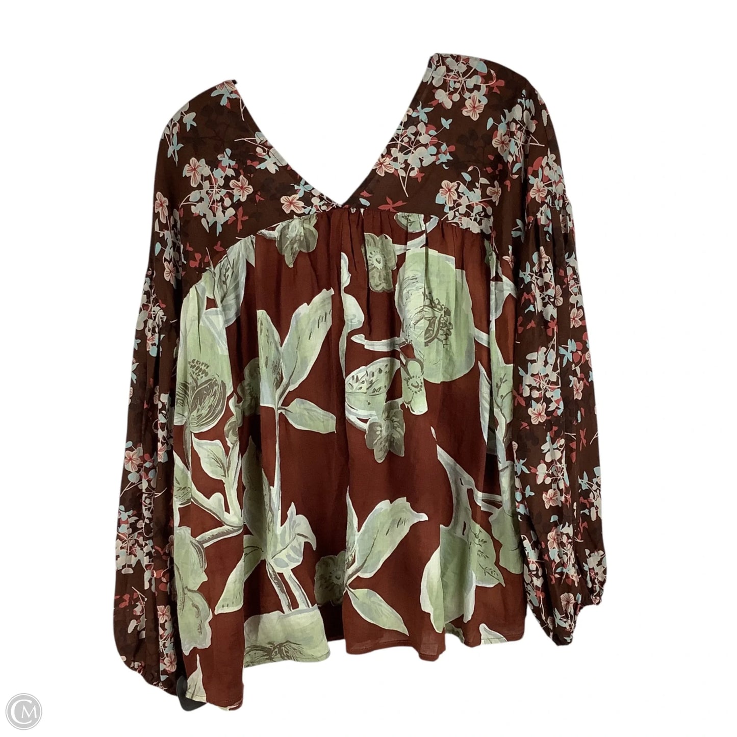 Top Long Sleeve By Cmc In Brown, Size: L
