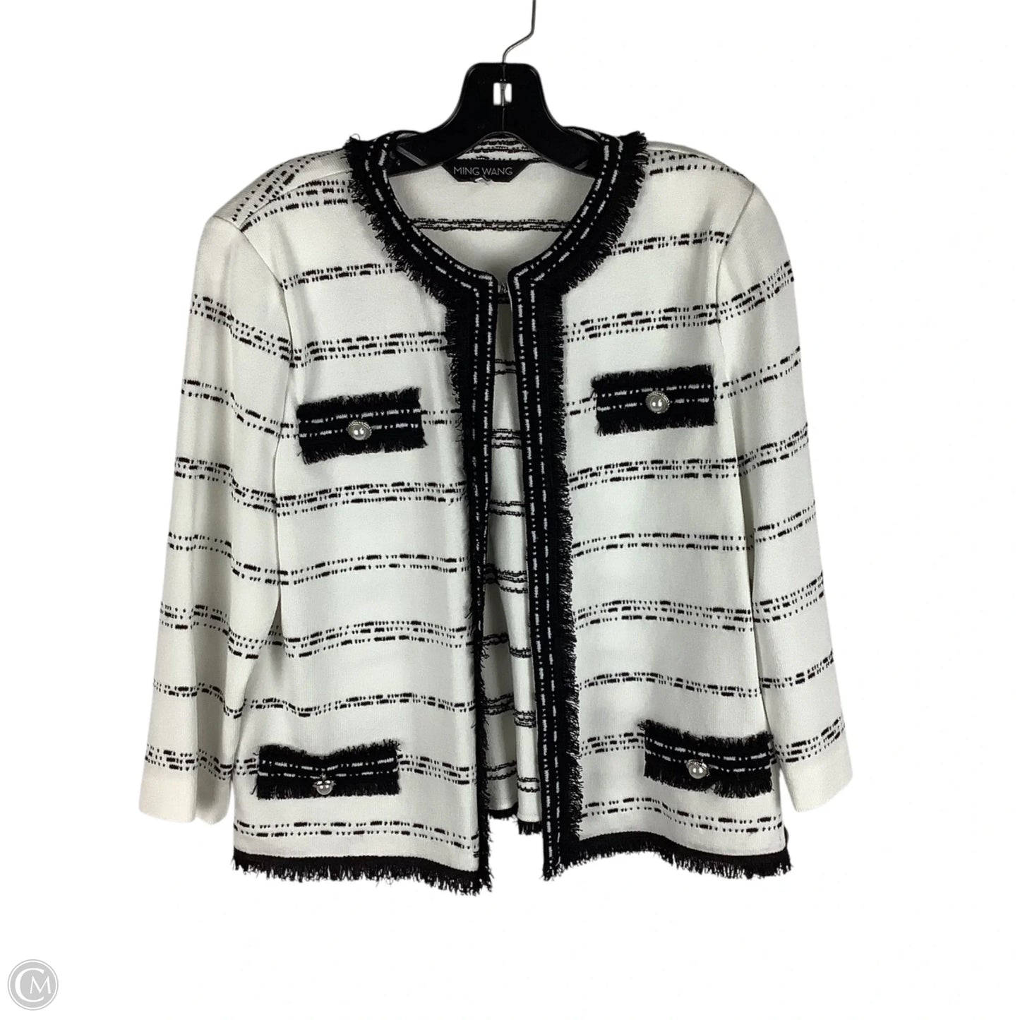 Sweater Cardigan By Ming Wang In White, Size: S