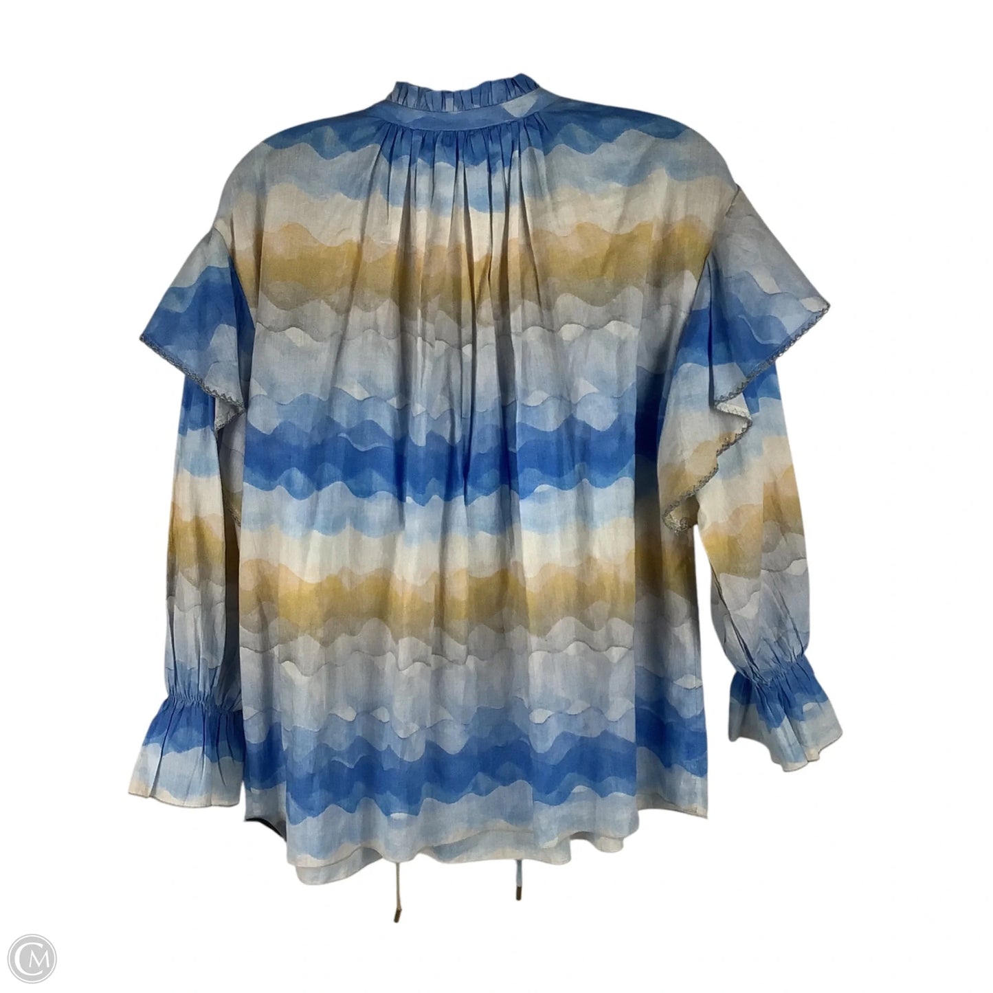 Top Long Sleeve By Conditions Apply In Blue & Cream, Size: S