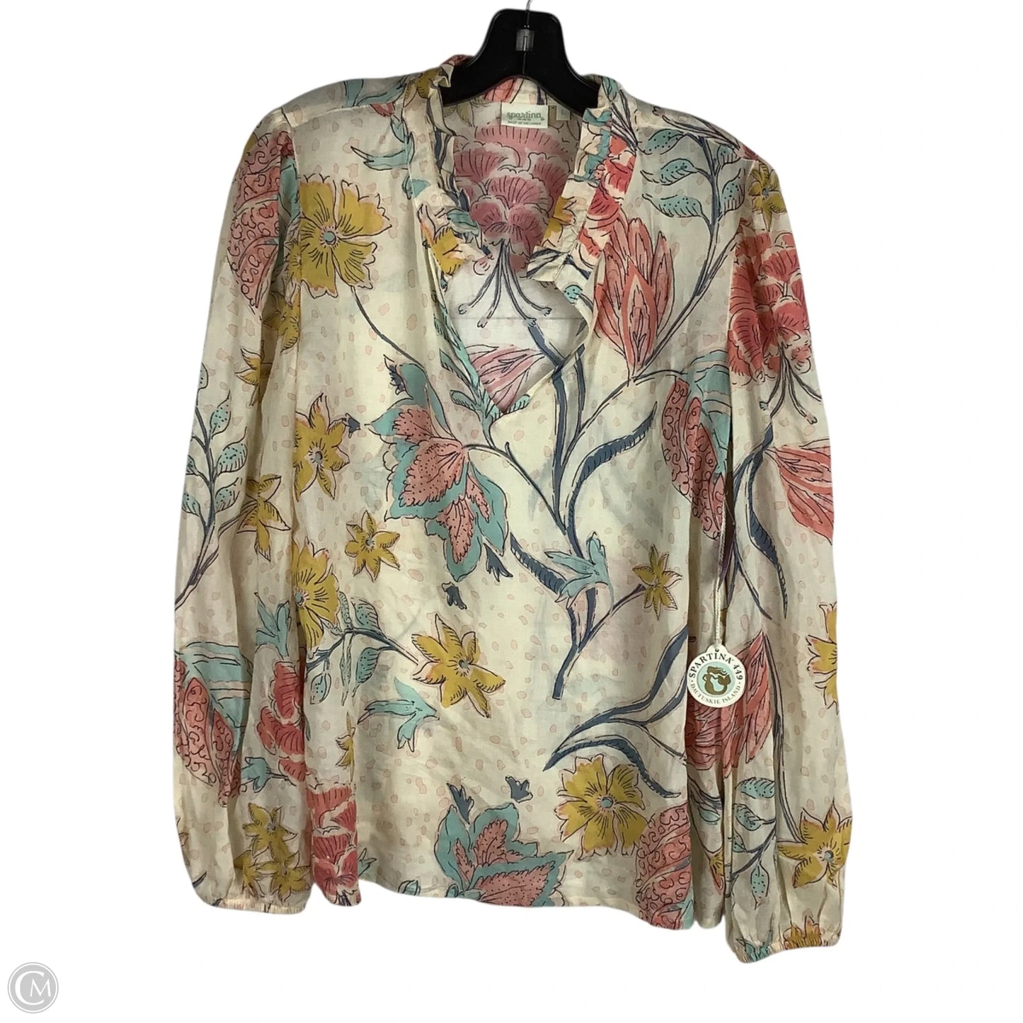 Top Long Sleeve By Spartina In Floral Print, Size: L