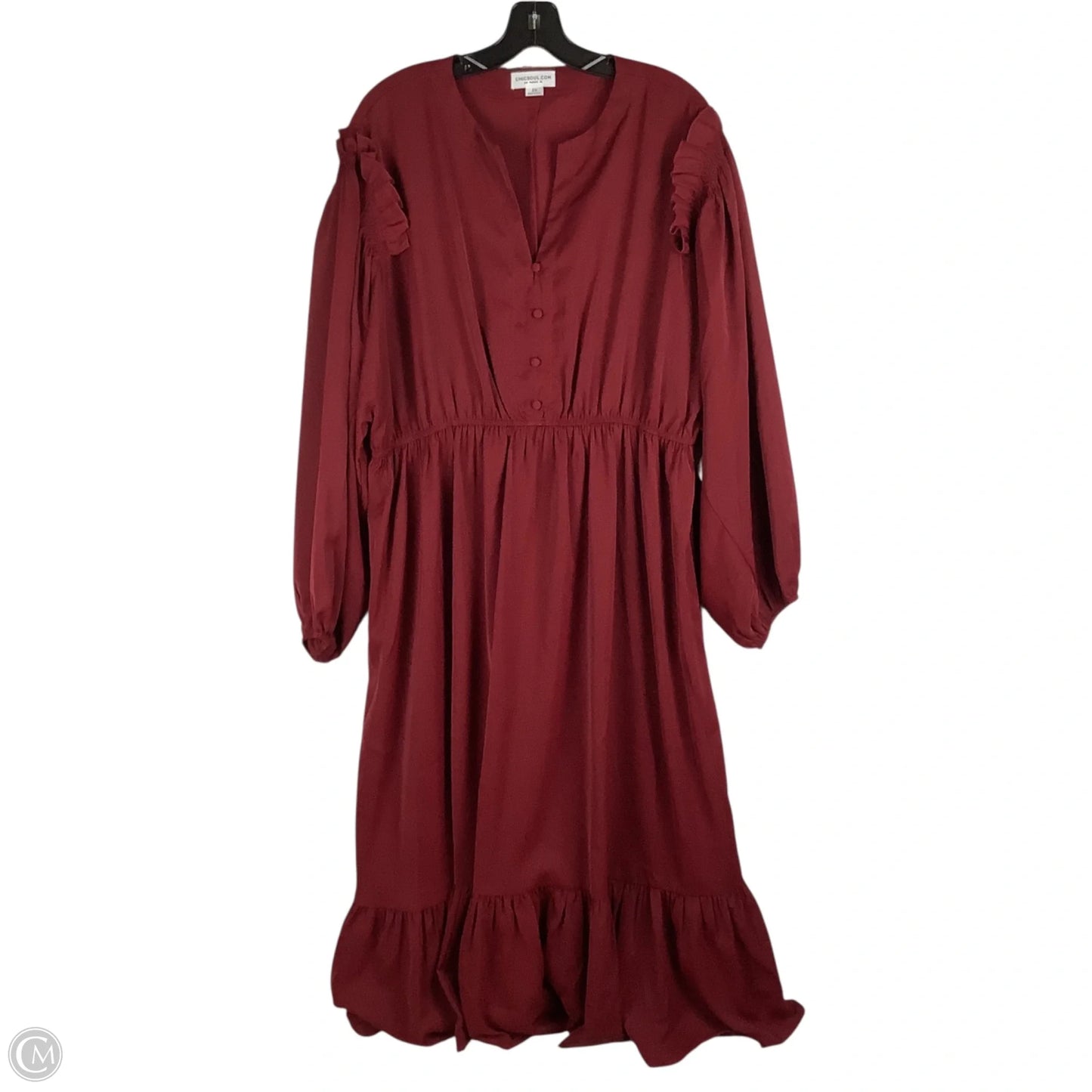 Dress Casual Midi By Chicsoul In Maroon, Size: 2x