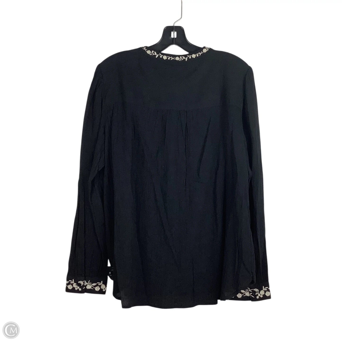 Top Long Sleeve By Wonderly In Black, Size: L