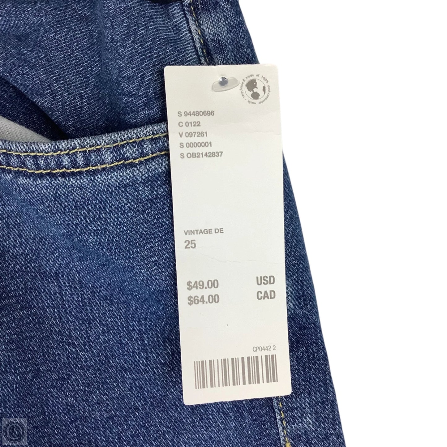 Jeans Wide Leg By Bdg In Blue Denim, Size: 2/25