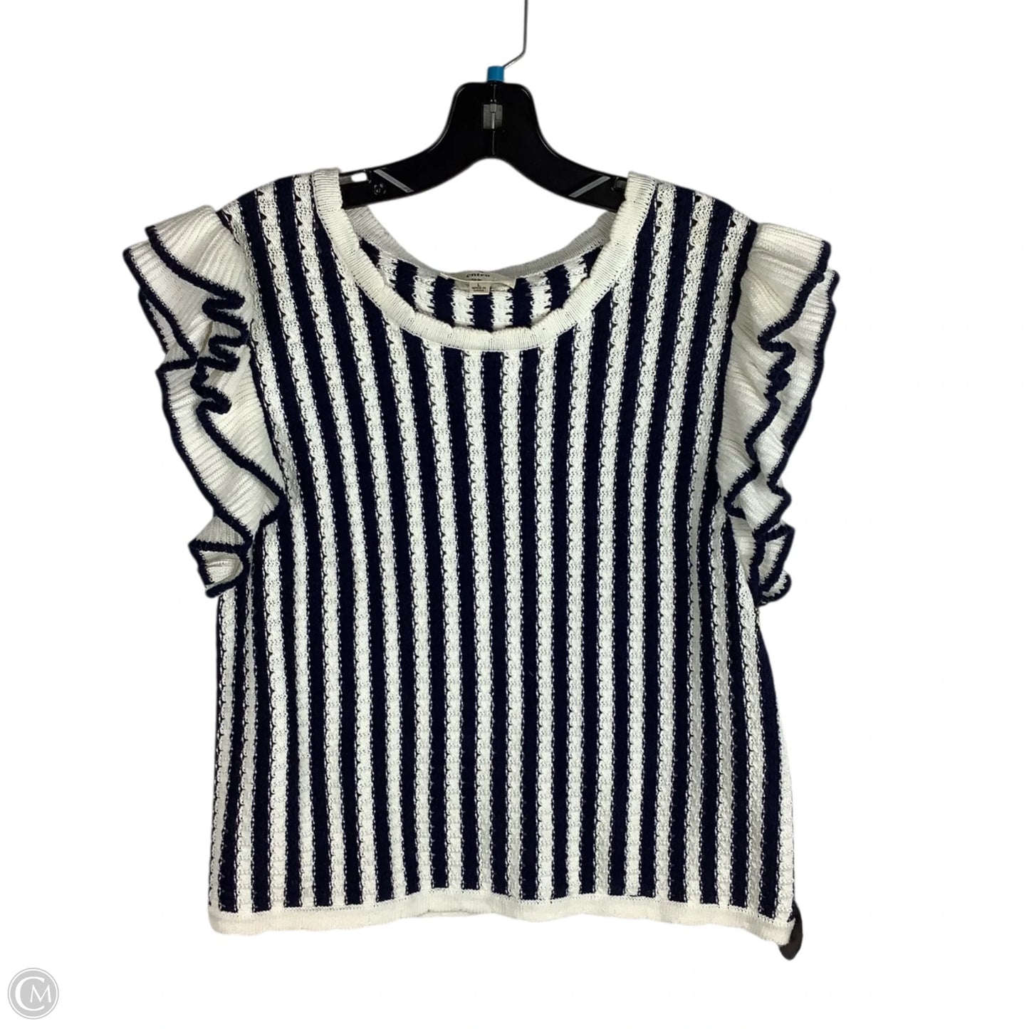 Sweater Short Sleeve By Entro In Striped Pattern, Size: L