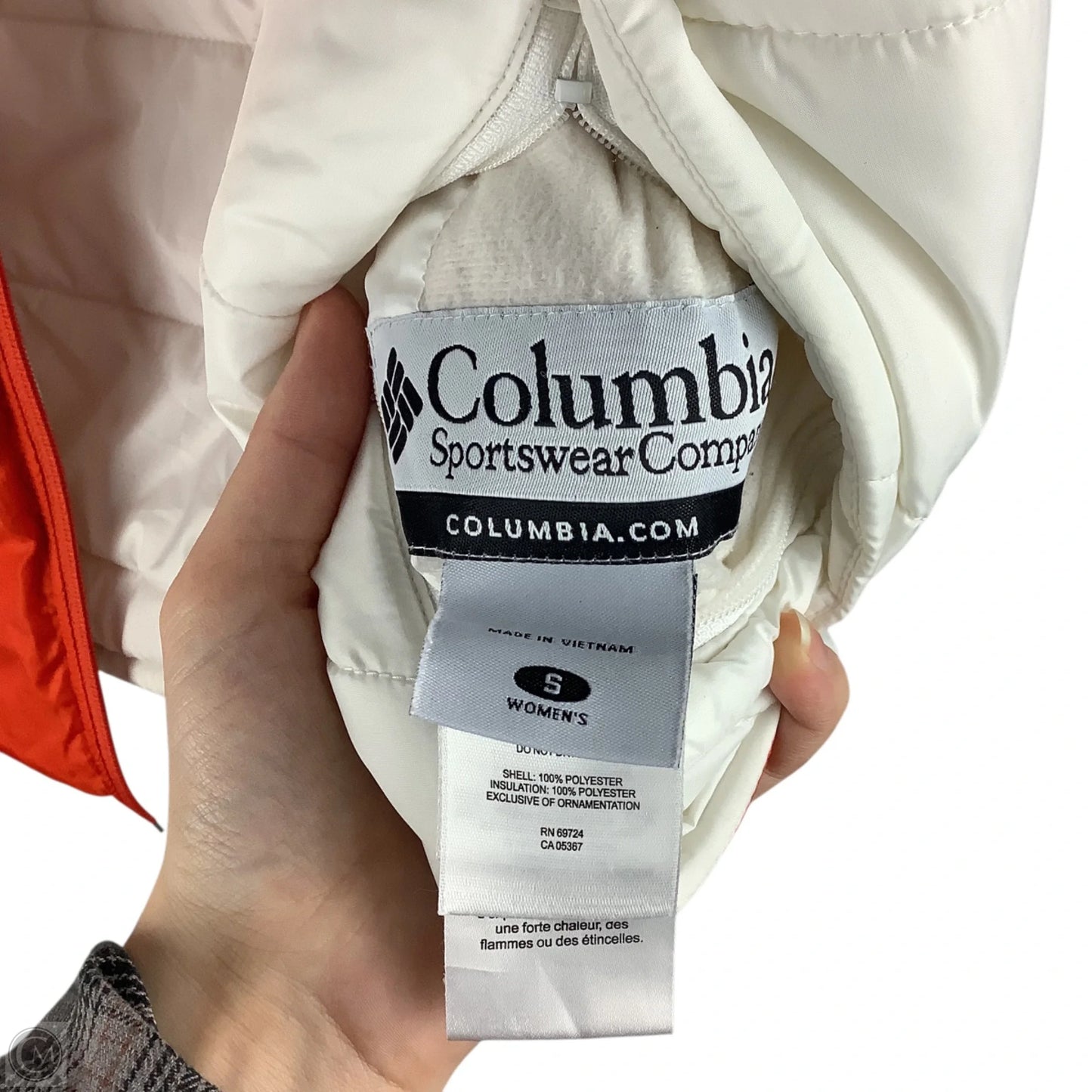 Reversible Vest Puffer & Quilted By Columbia In Orange & White, Size: S