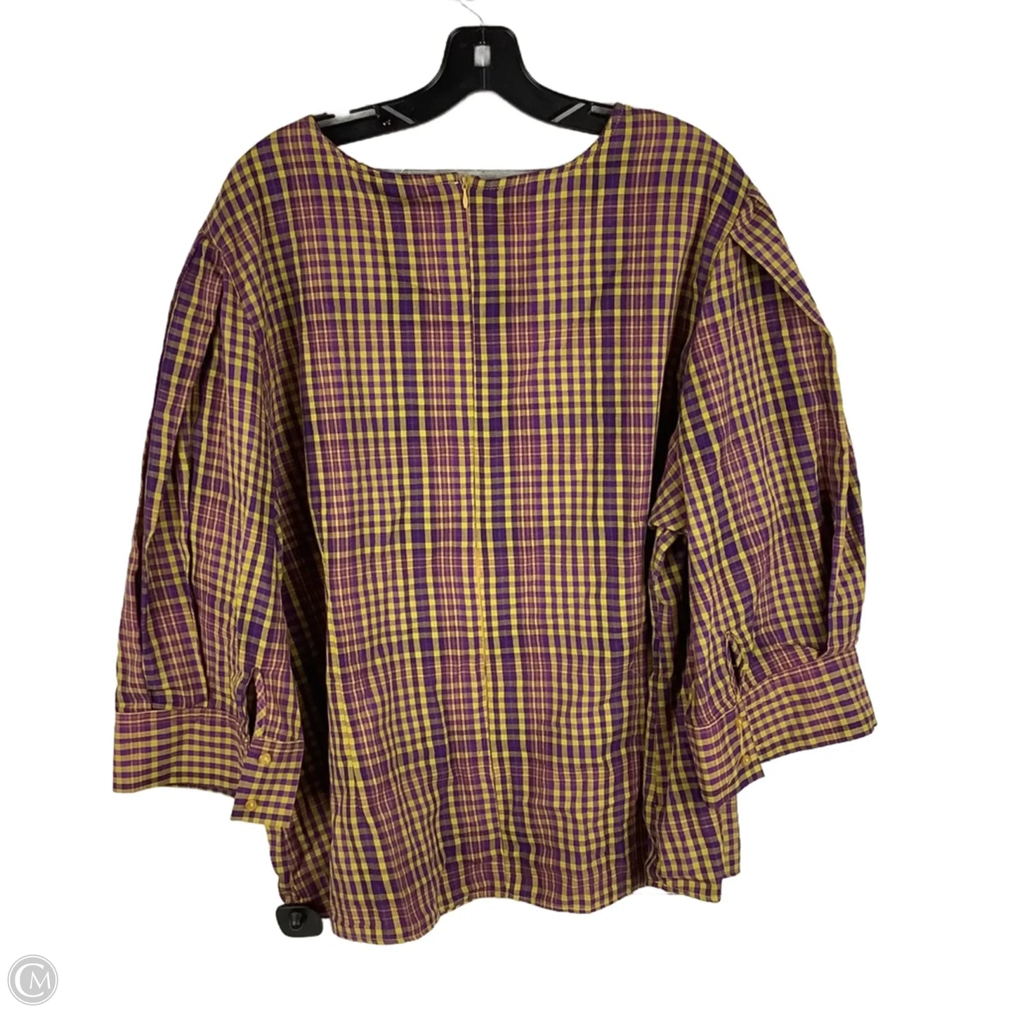 Top Long Sleeve By Ashley Stewart In Plaid Pattern, Size: 2x (22)