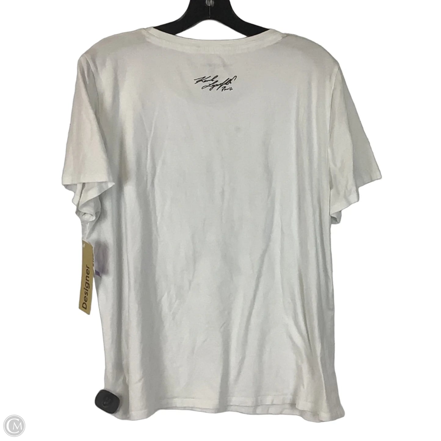 Top Short Sleeve Designer By Karl Lagerfeld In White, Size: Xl