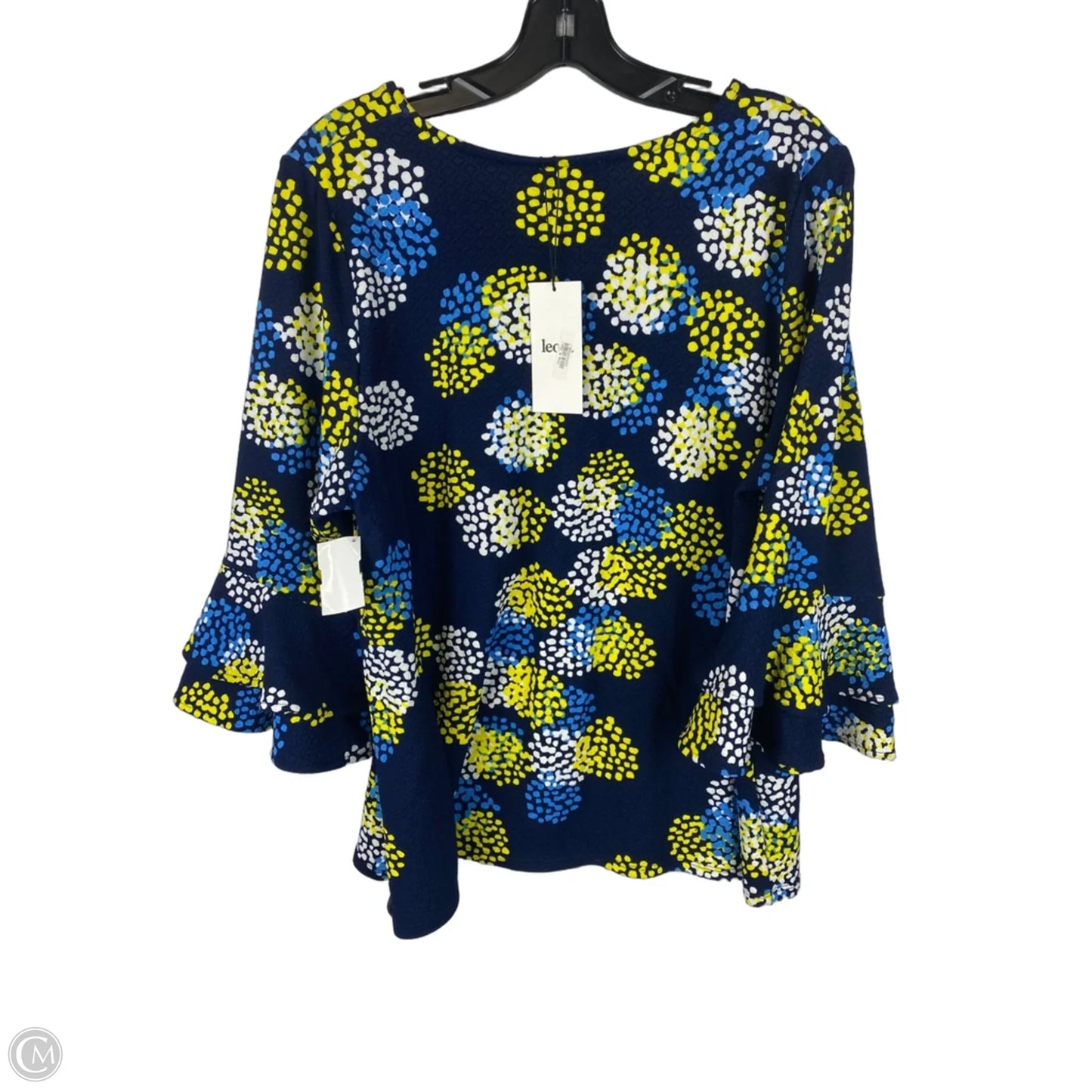 Top Short Sleeve By Leota In Blue & Yellow, Size: 1x