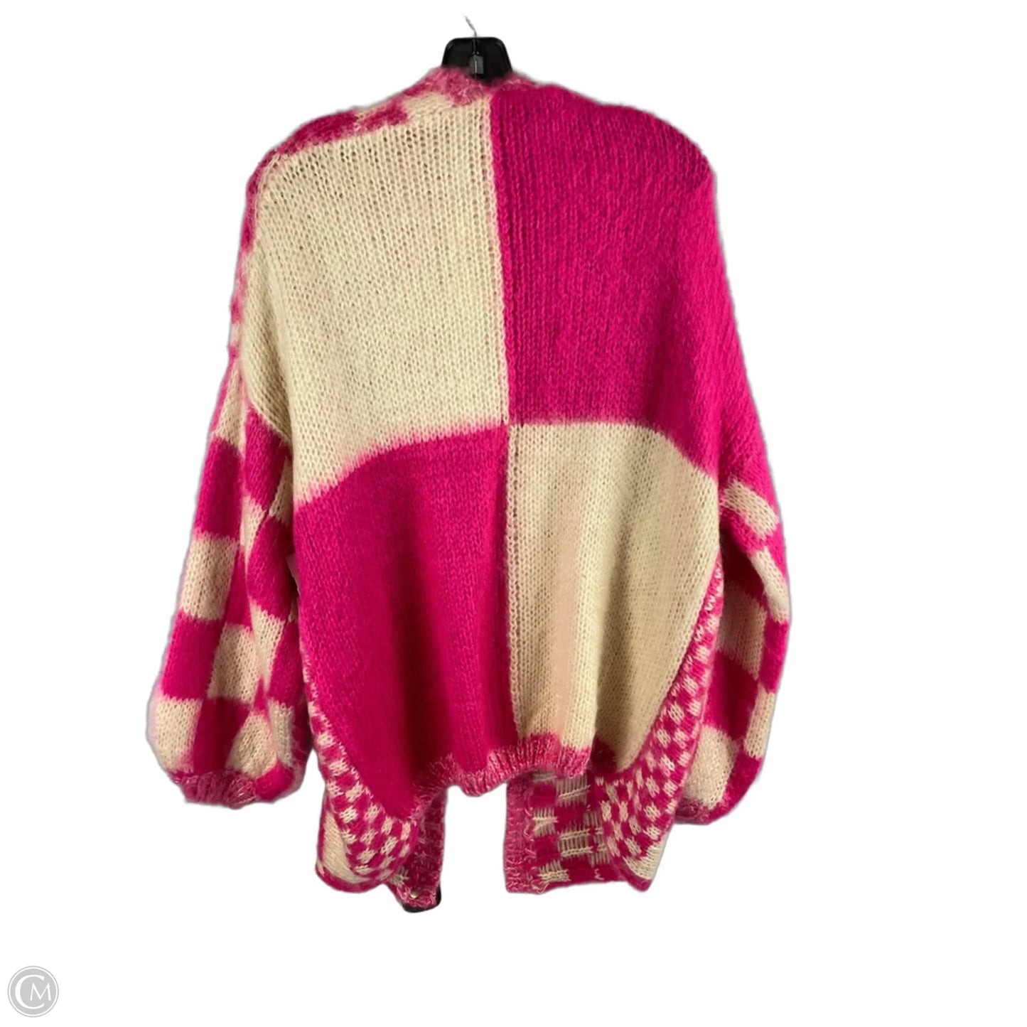 Sweater Cardigan By Entro In Cream & Pink, Size: M