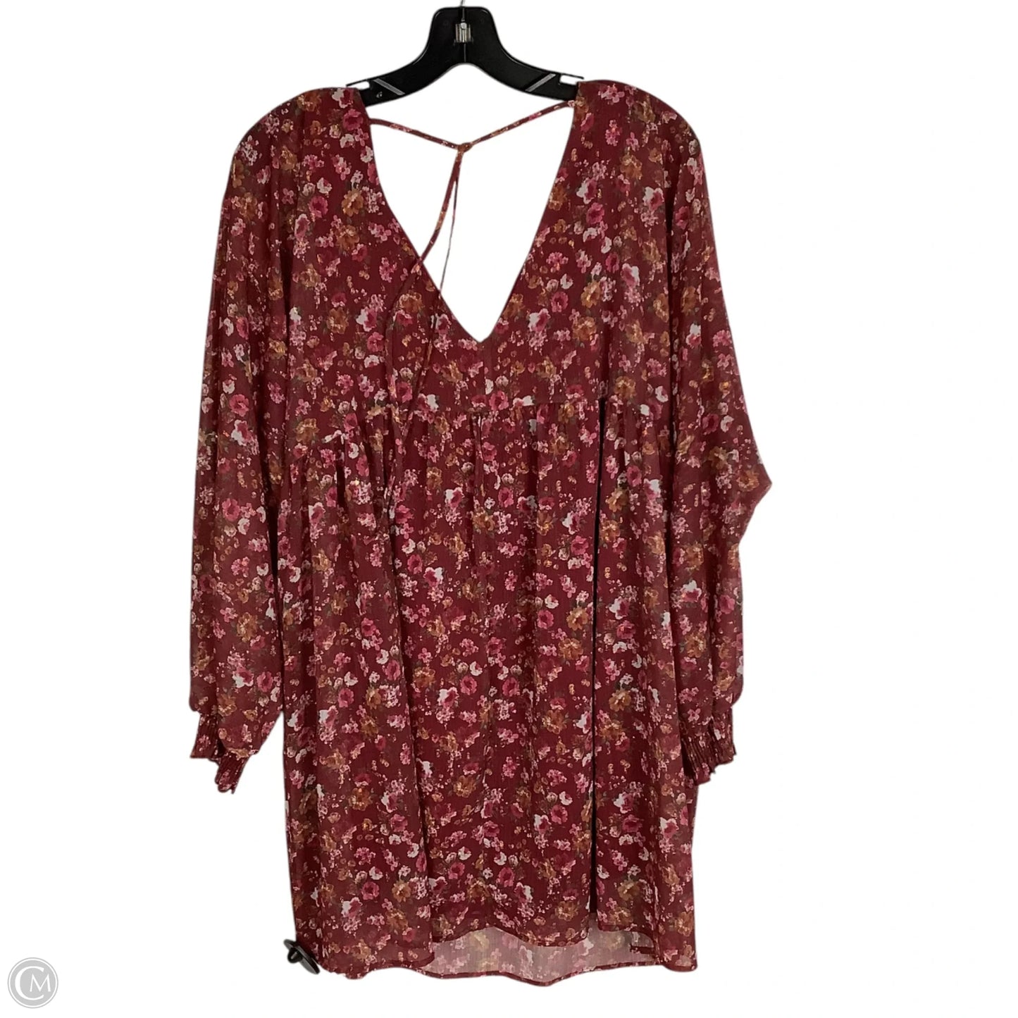 Dress Casual Short By Peach Love Cream California In Floral Print, Size: L