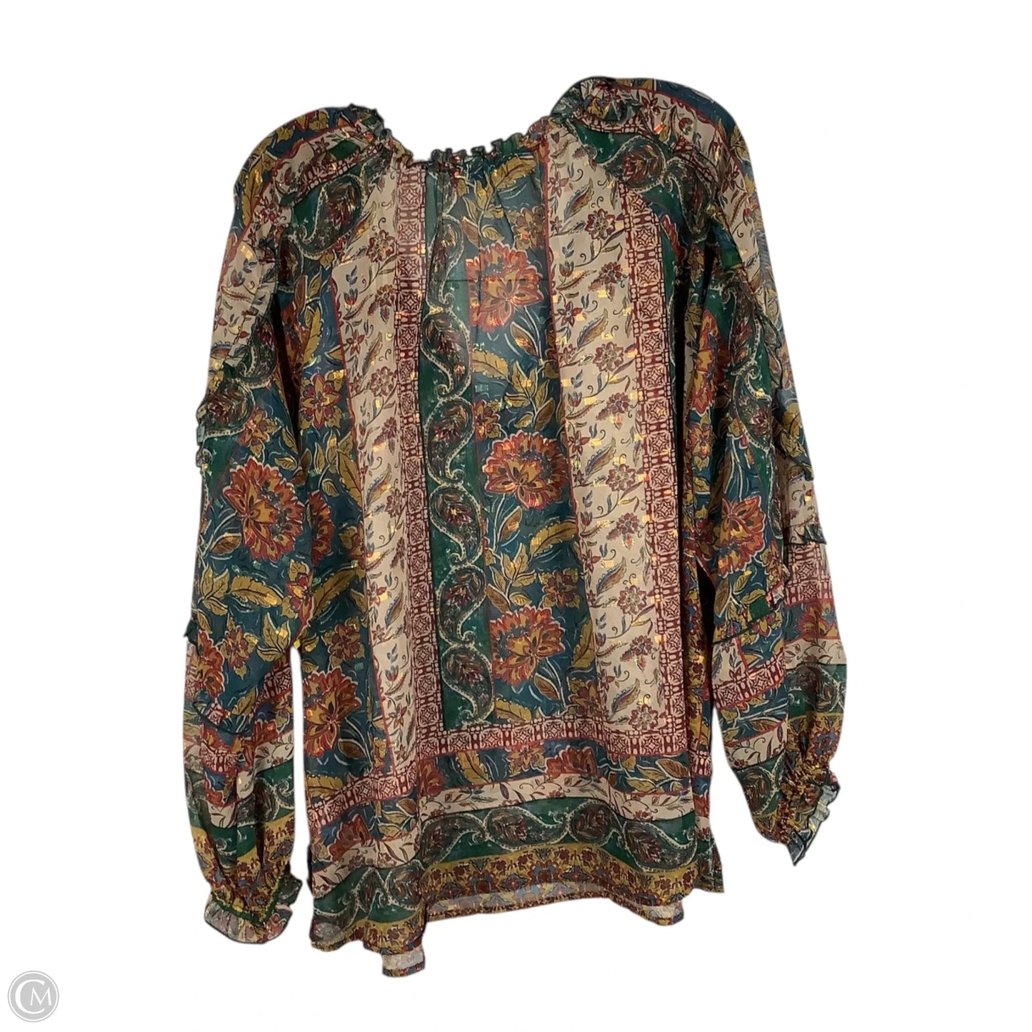 Top Long Sleeve By Democracy In Multi-colored, Size: 2x