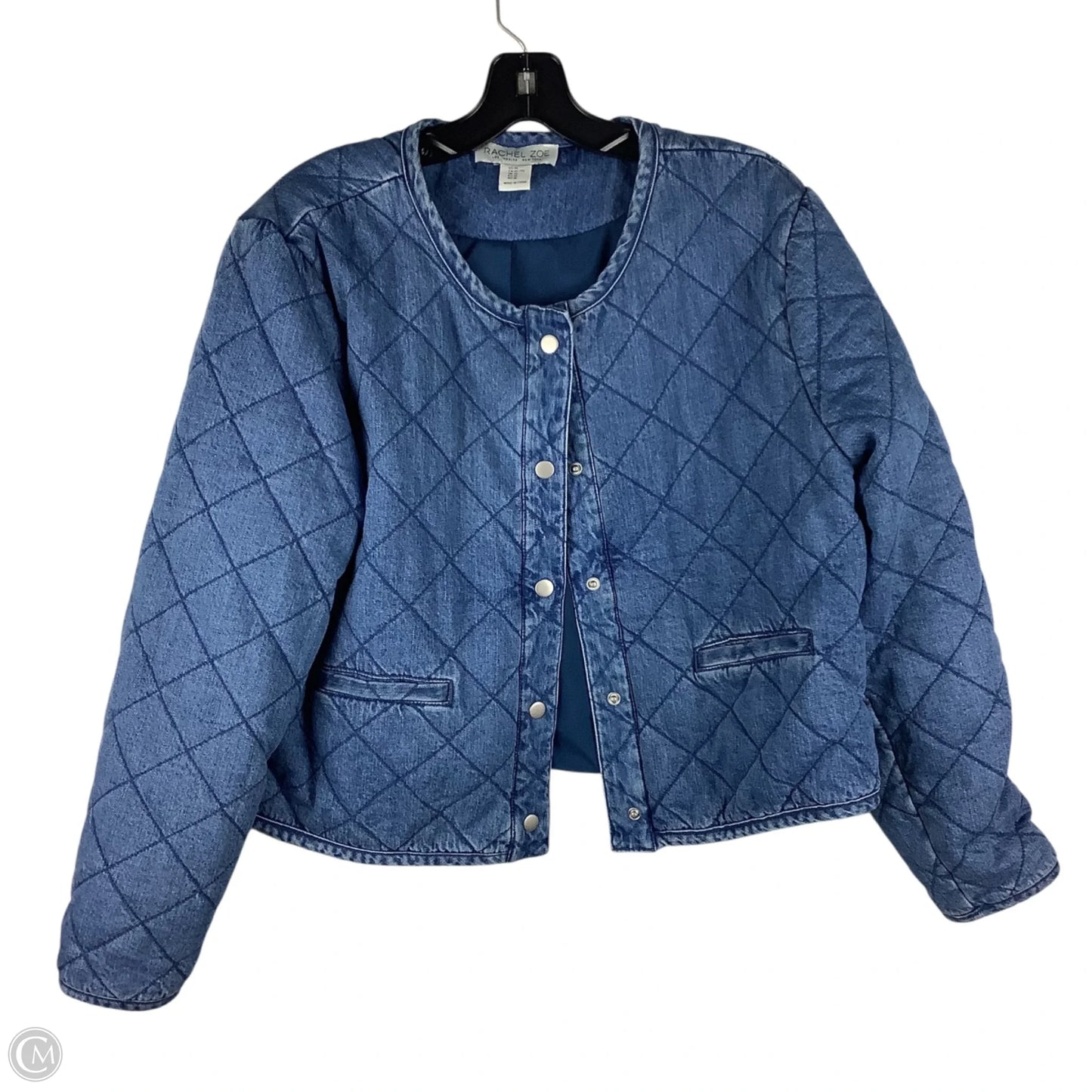 Jacket Puffer & Quilted By Rachel Zoe In Blue Denim, Size: Xl