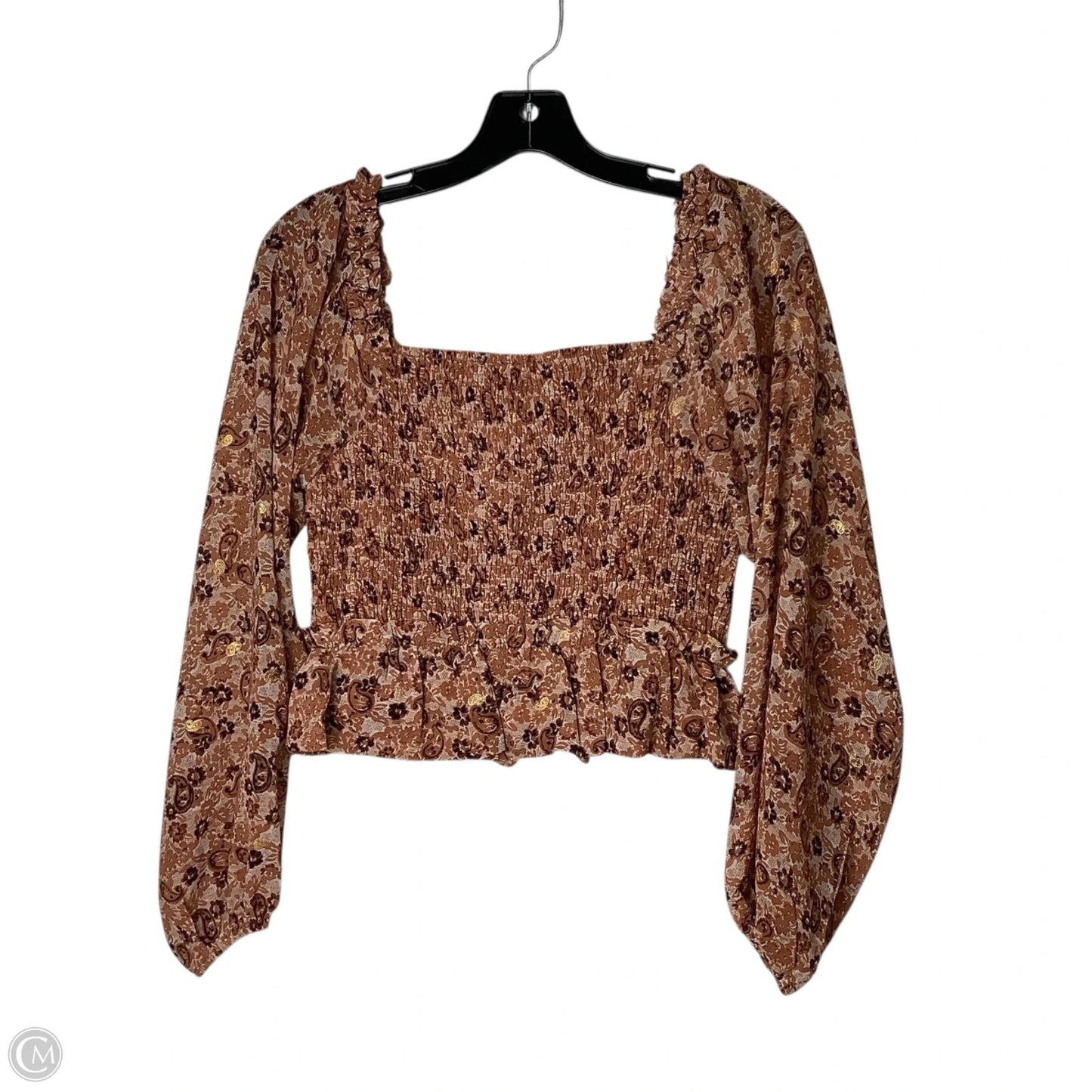 Top Long Sleeve By Vestique In Brown, Size: S