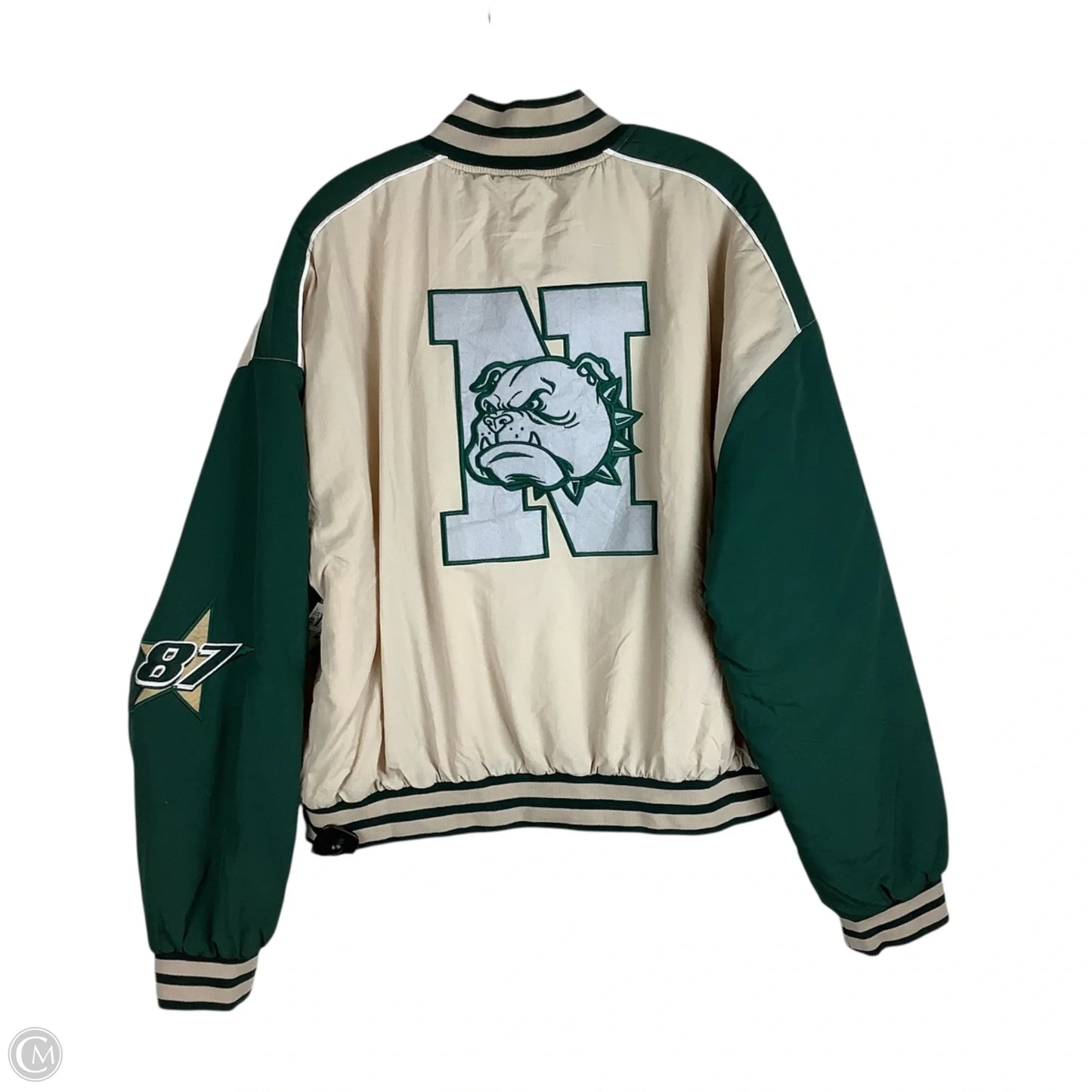 Jacket Puffer & Quilted By Fashion Nova In Cream & Green, Size: L