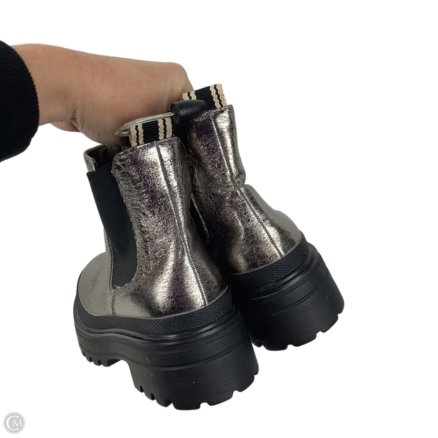 Boots Ankle Heels By Shu Shop In Silver, Size: 9