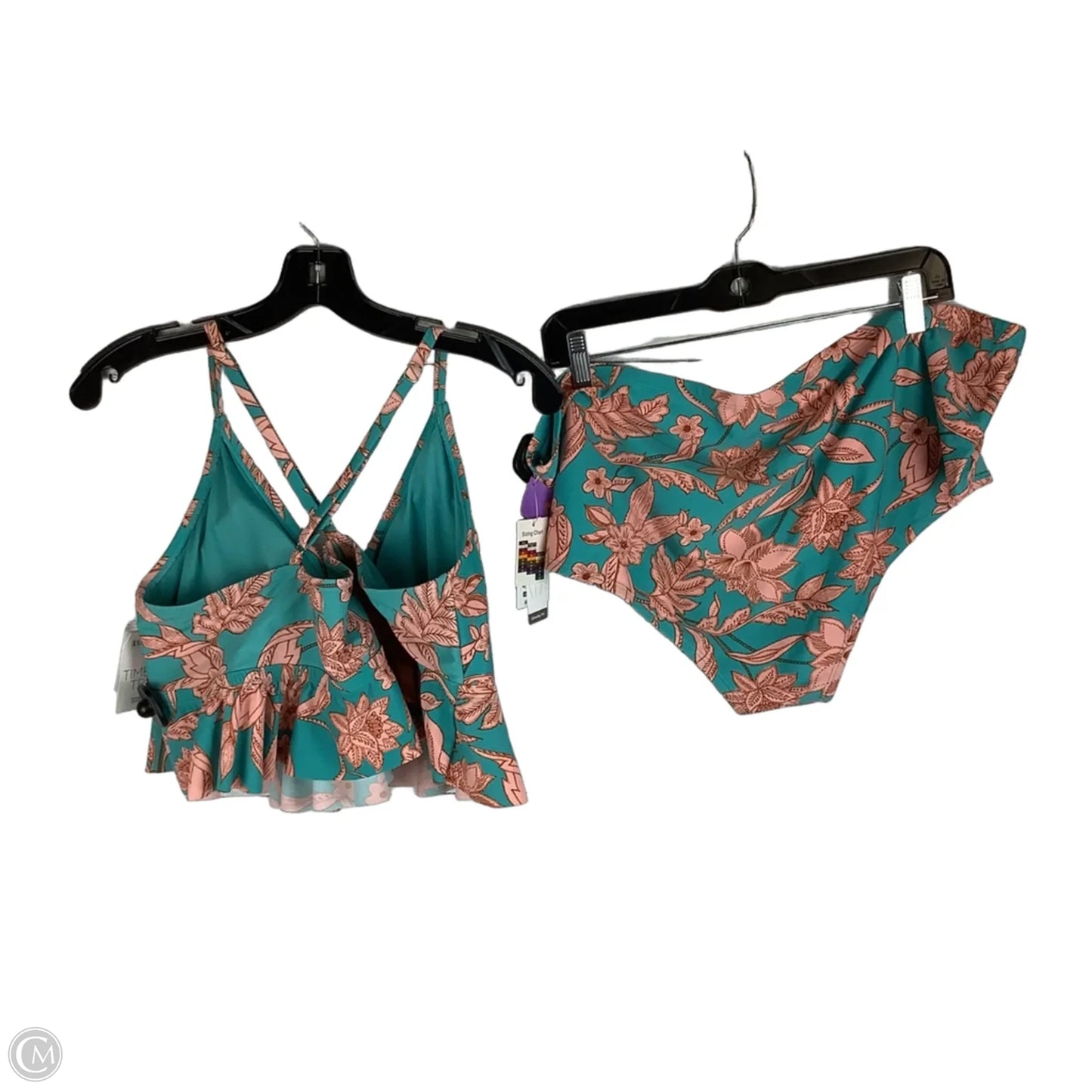 Swimsuit 2pc By Time And Tru In Blue & Pink, Size: 2x