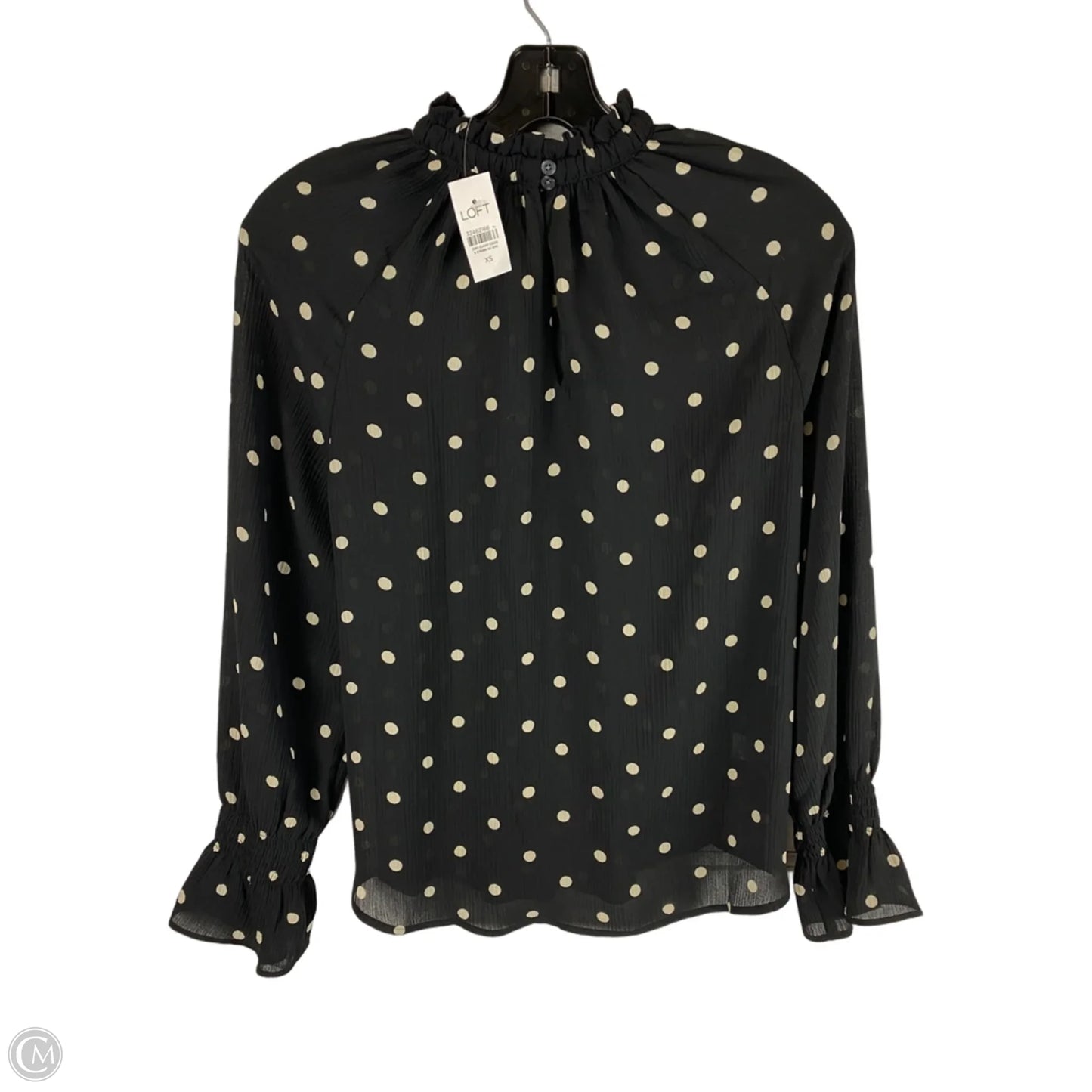 Top Long Sleeve By Loft In Polka dot Print, Size: Xs