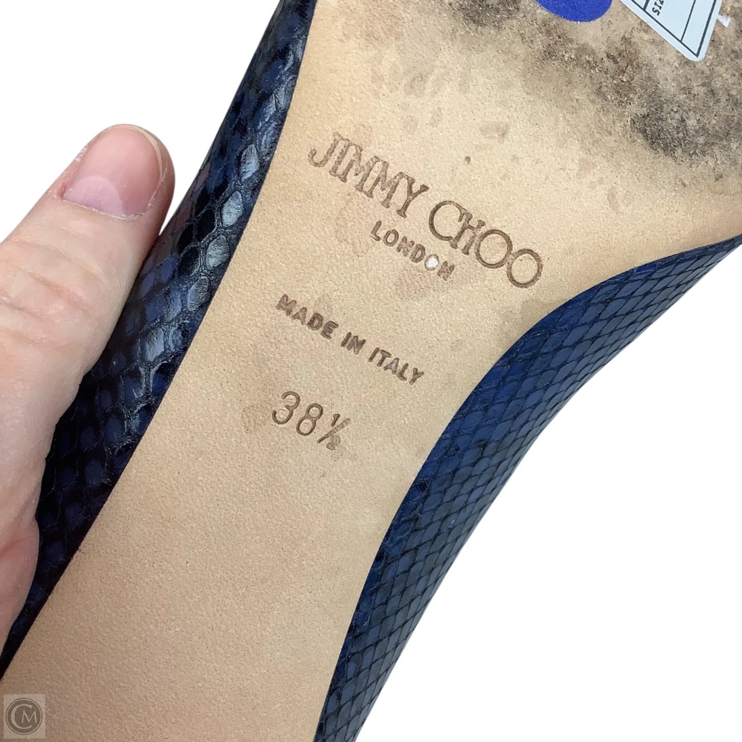 Shoes Luxury Designer By Jimmy Choo In Snakeskin Print, Size: 38.5
