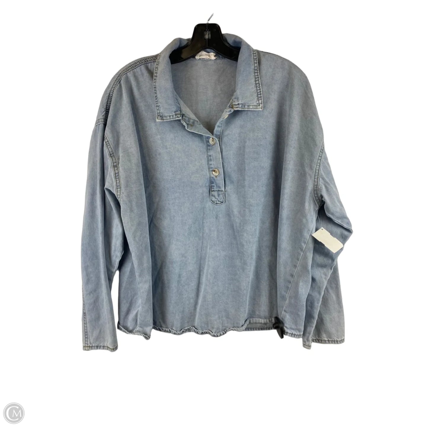 Top Long Sleeve By Andree By Unit In Blue Denim, Size: M
