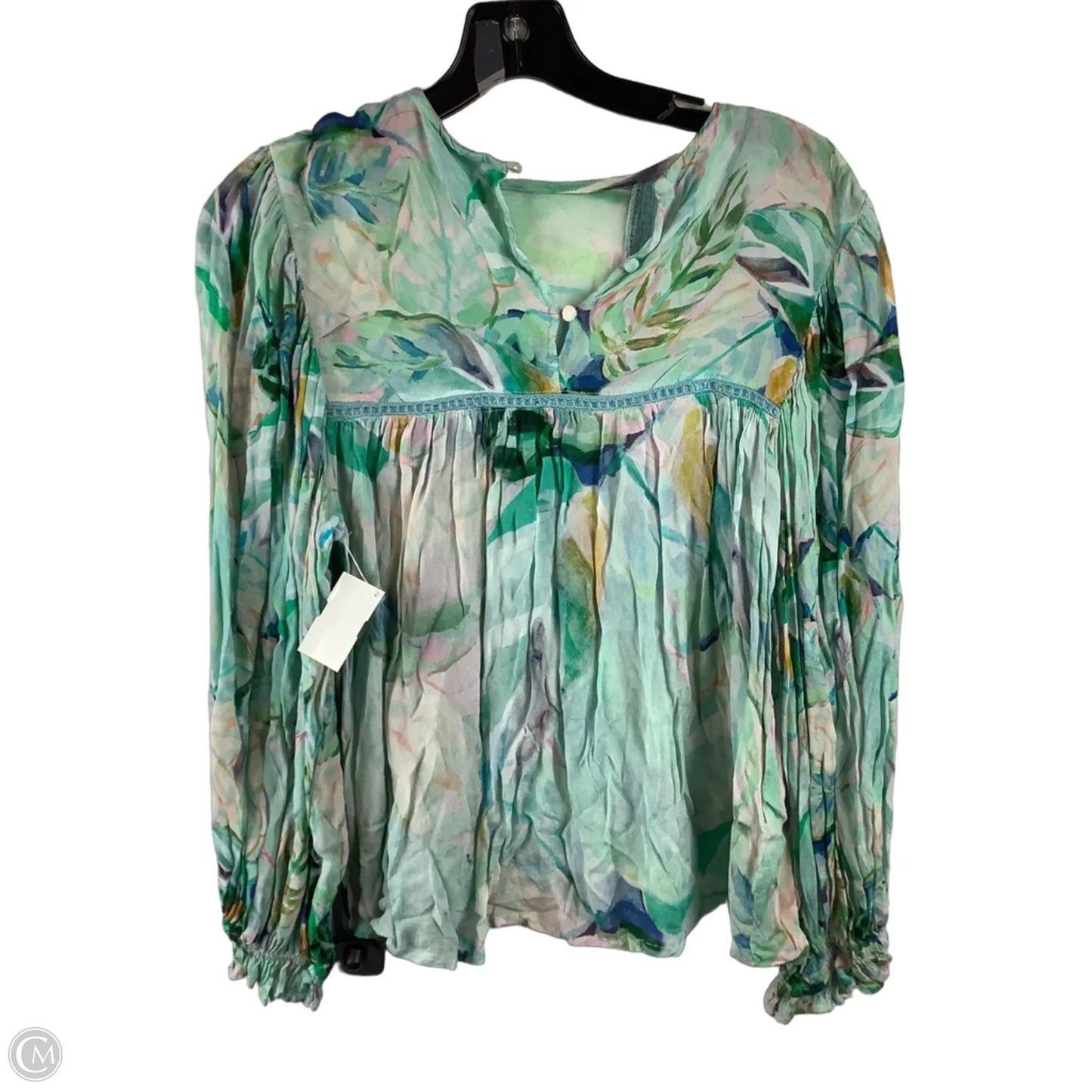 Top Long Sleeve By Bl-nk In Green, Size: S