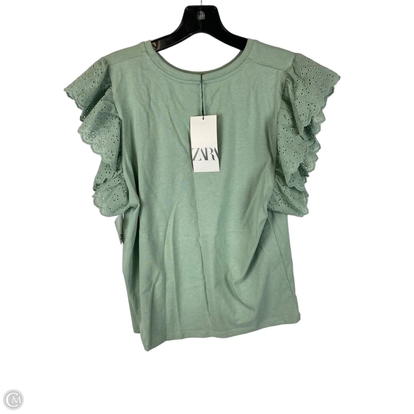 Top Short Sleeve By Zara In Green, Size: L