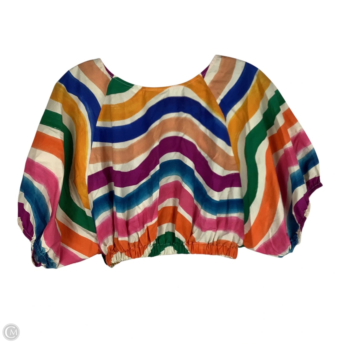 Top Short Sleeve By Farm Rio In Striped Pattern, Size: S