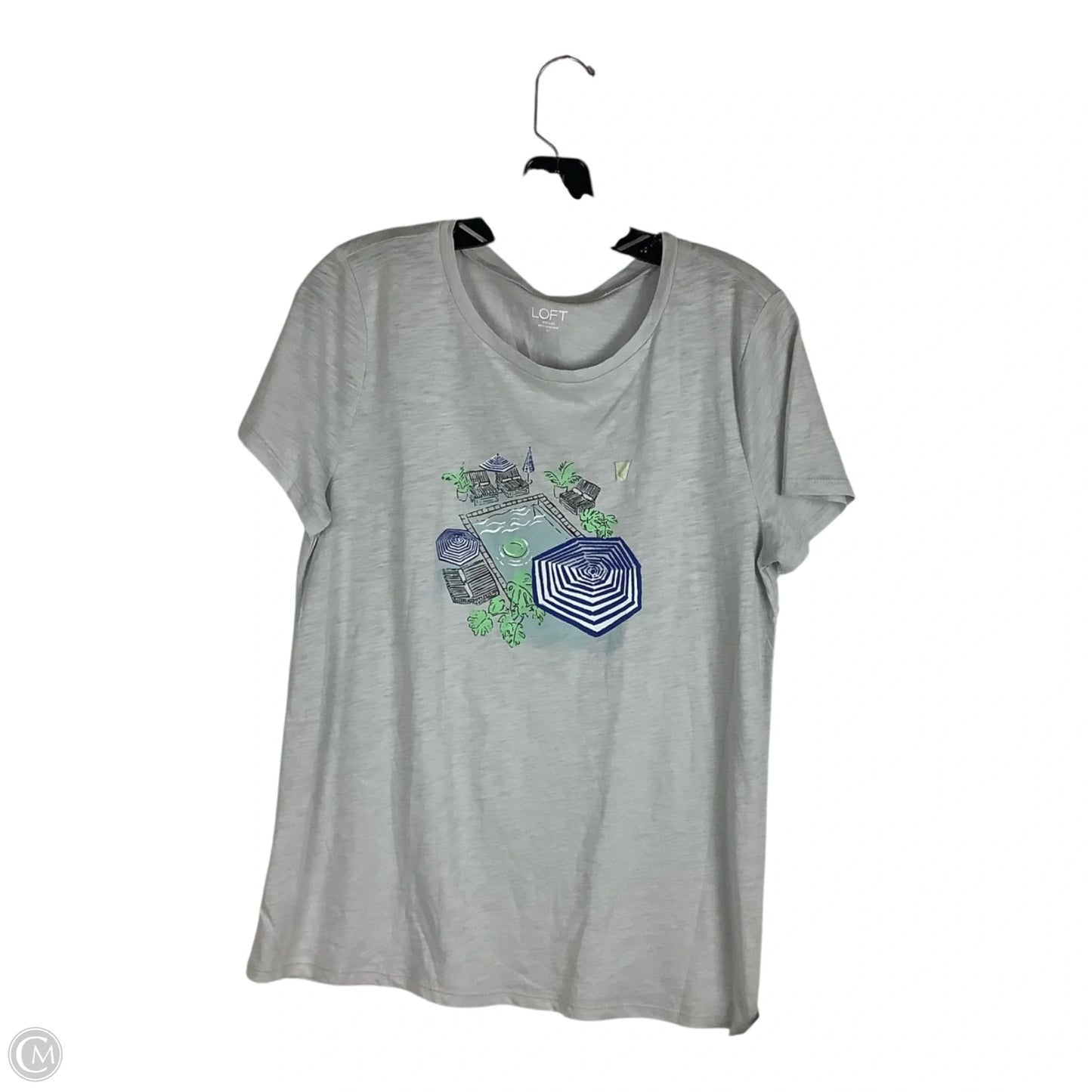 Top Short Sleeve By Loft In Grey, Size: M