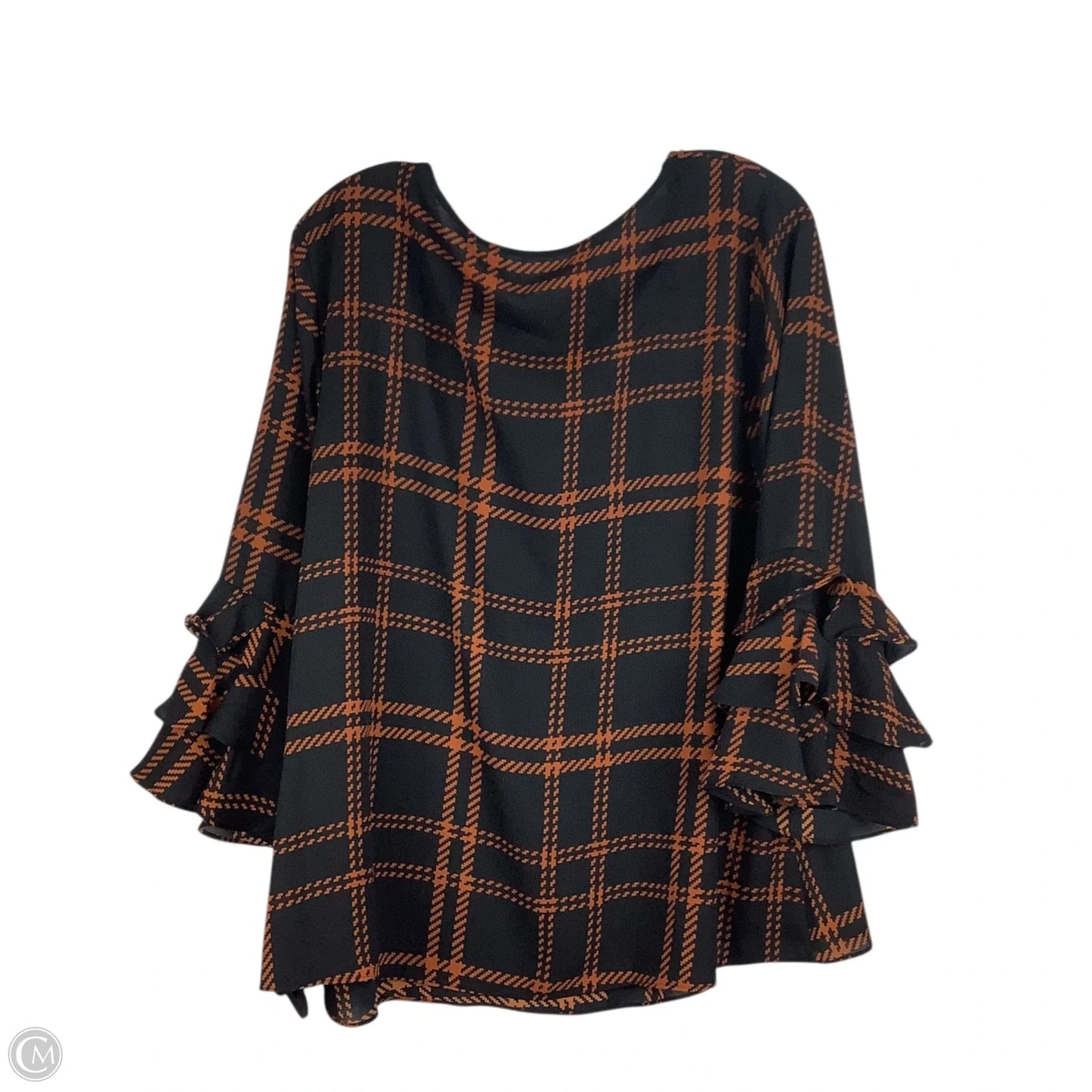 Top Long Sleeve By Cato In Checkered Pattern, Size: Xl