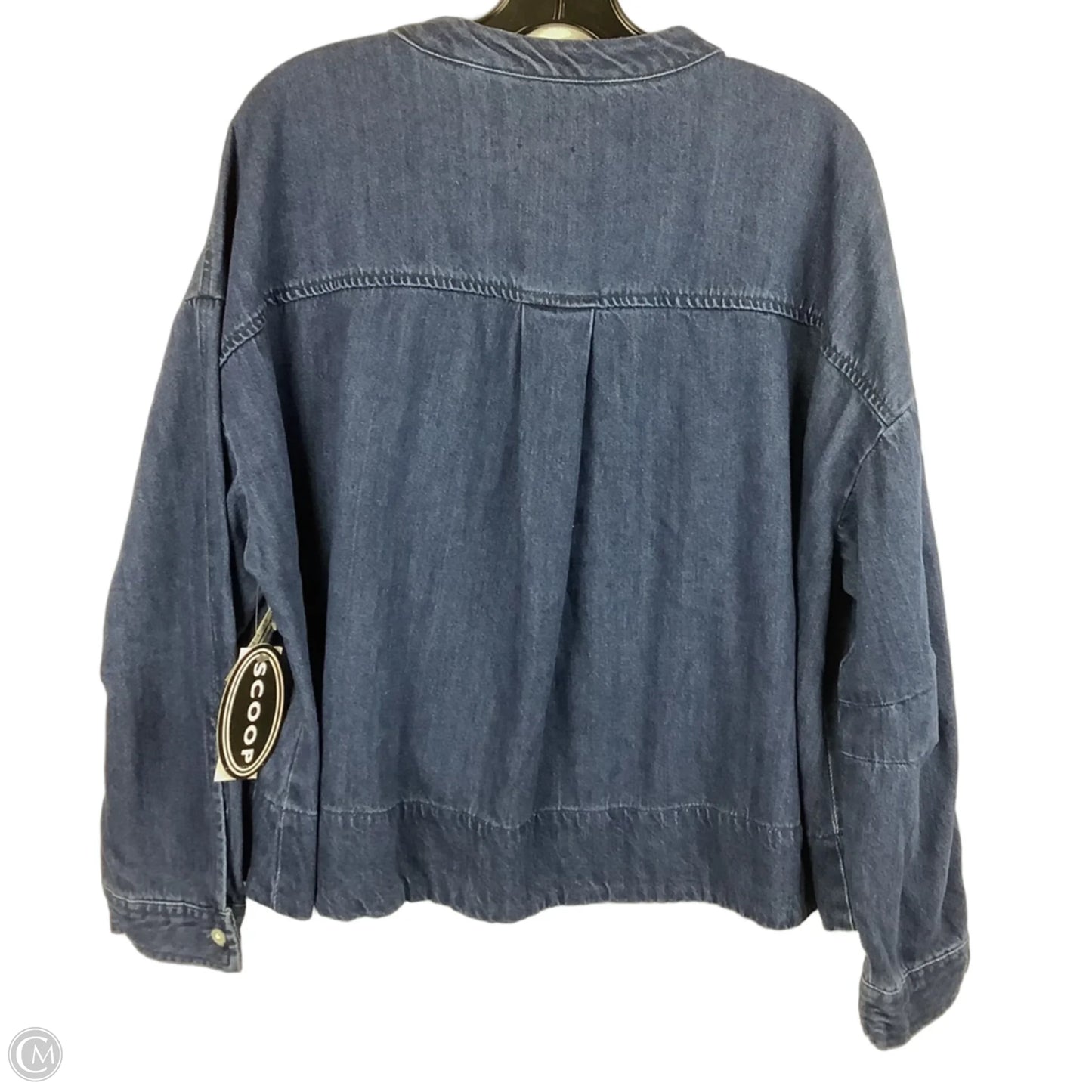 Jacket Shirt By Scoop In Blue Denim, Size: L