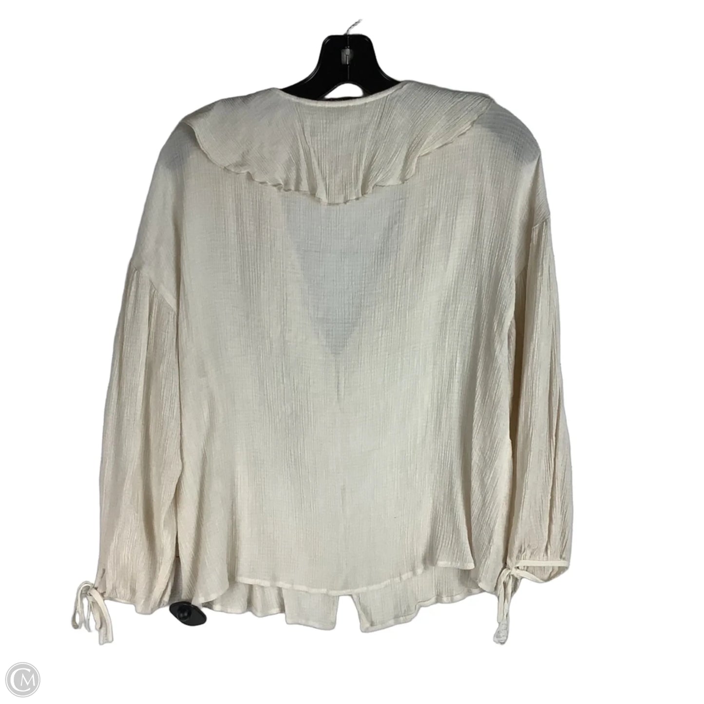 Top Long Sleeve By Zara In Cream, Size: M