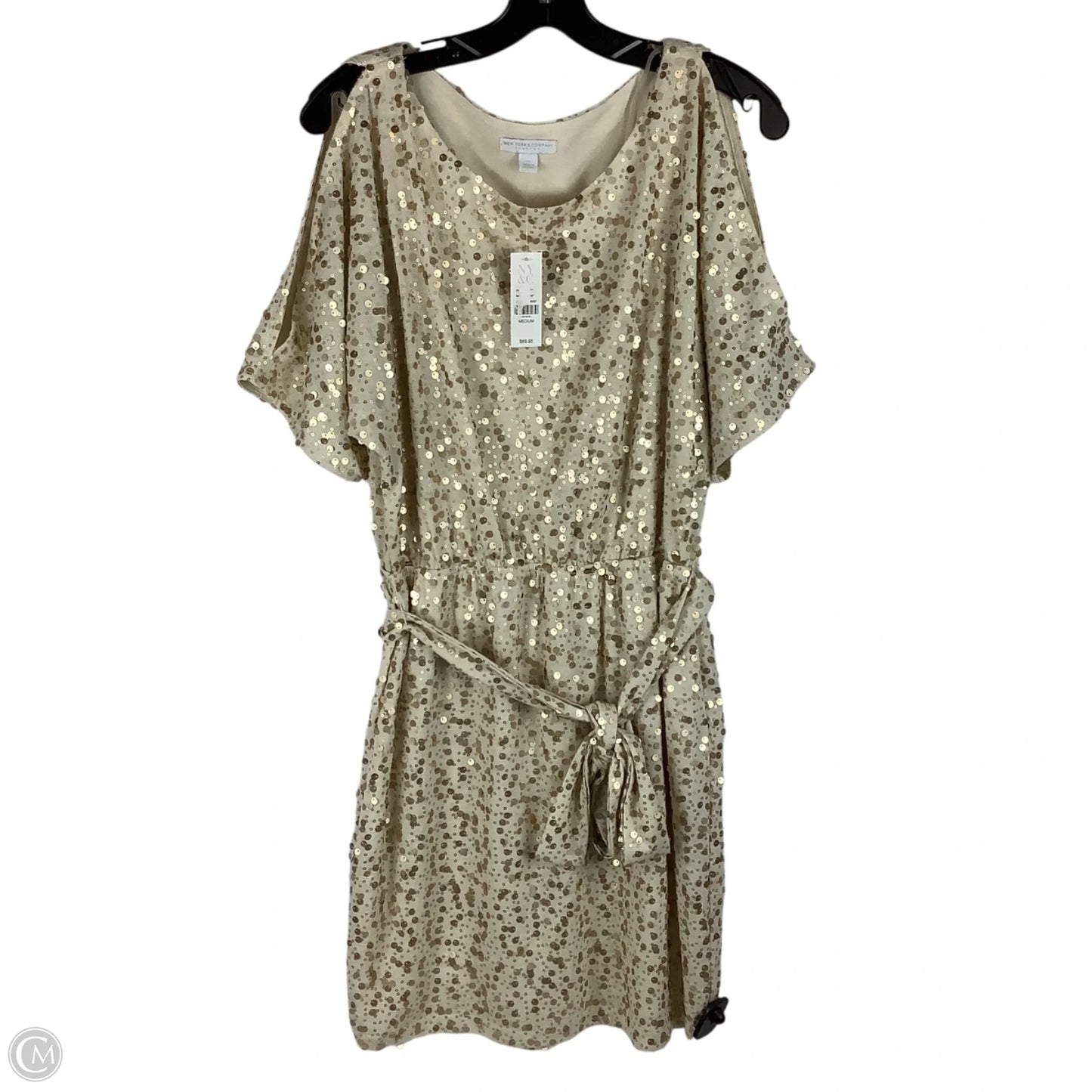 Dress Casual Midi By New York And Co In Gold, Size: M