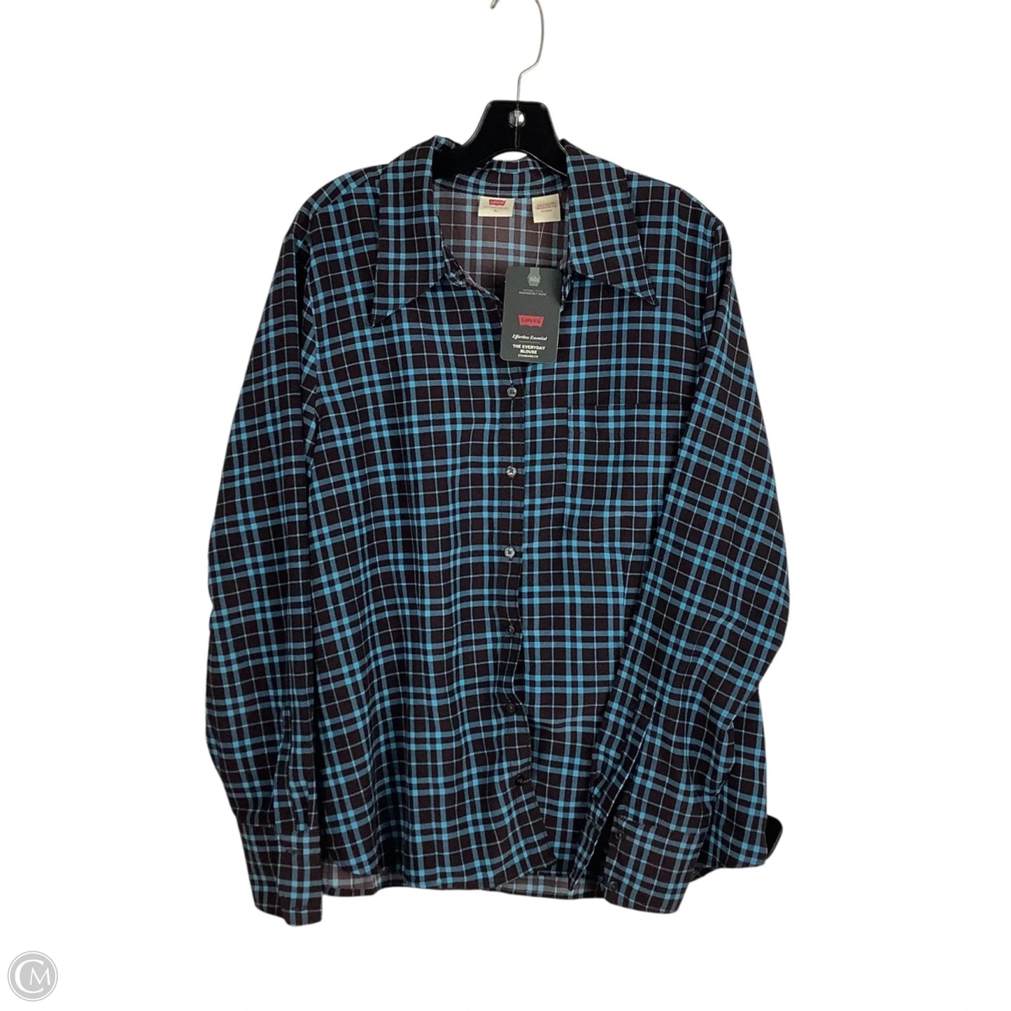 Top Long Sleeve By Levis In Plaid Pattern, Size: Xl