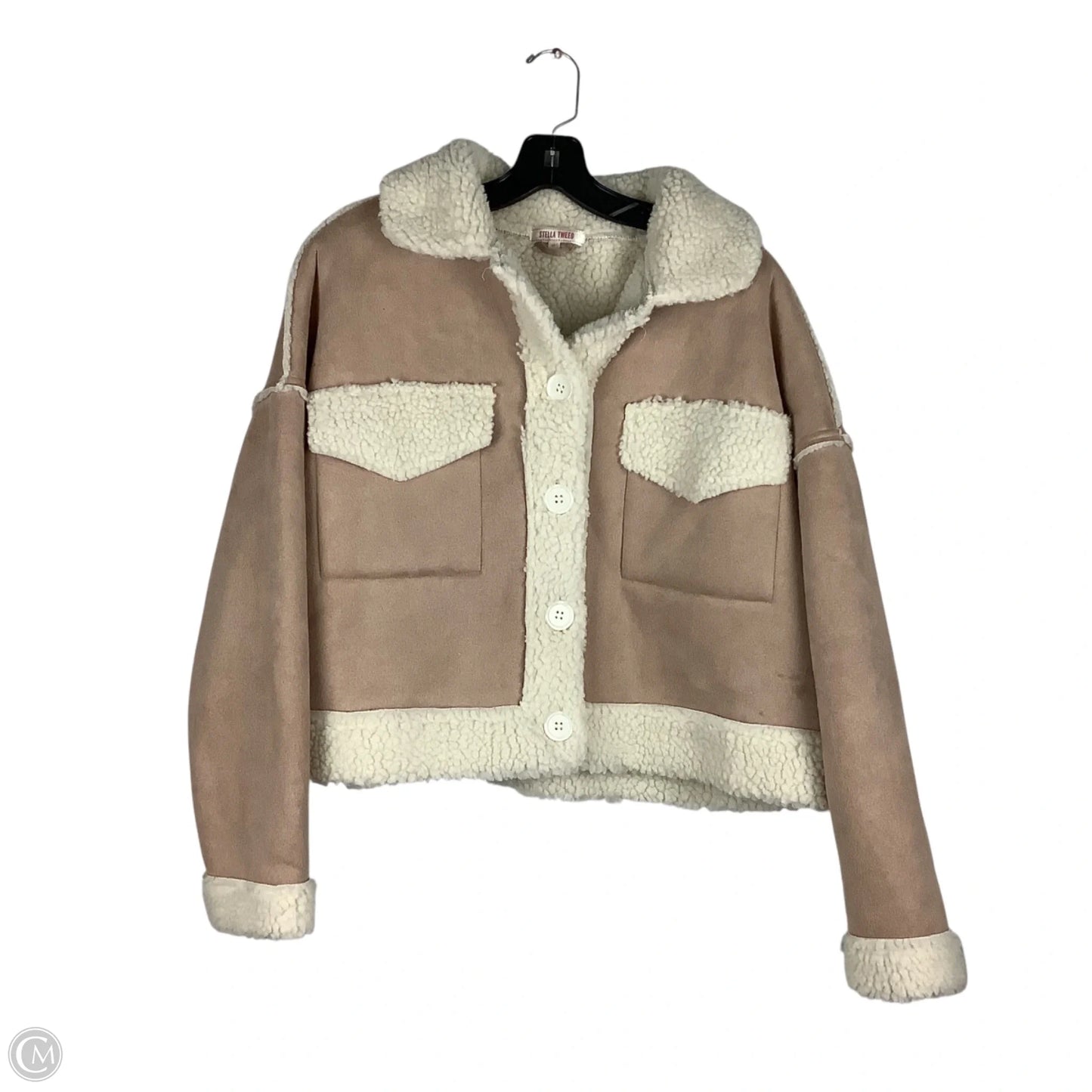 Jacket Faux Fur & Sherpa By Clothes Mentor In Beige, Size: M
