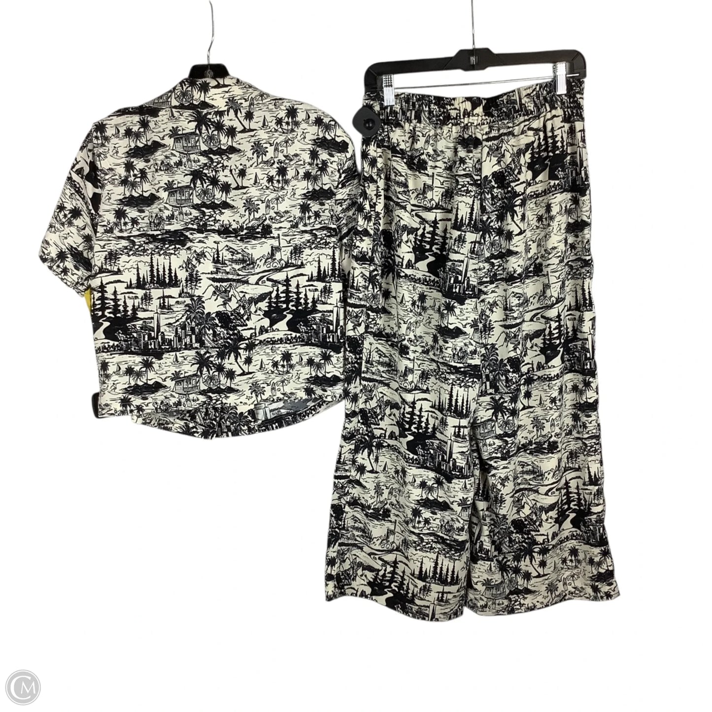 Pants Set 2pc By Eliane Rose In Black & Cream, Size: S top/M bottom