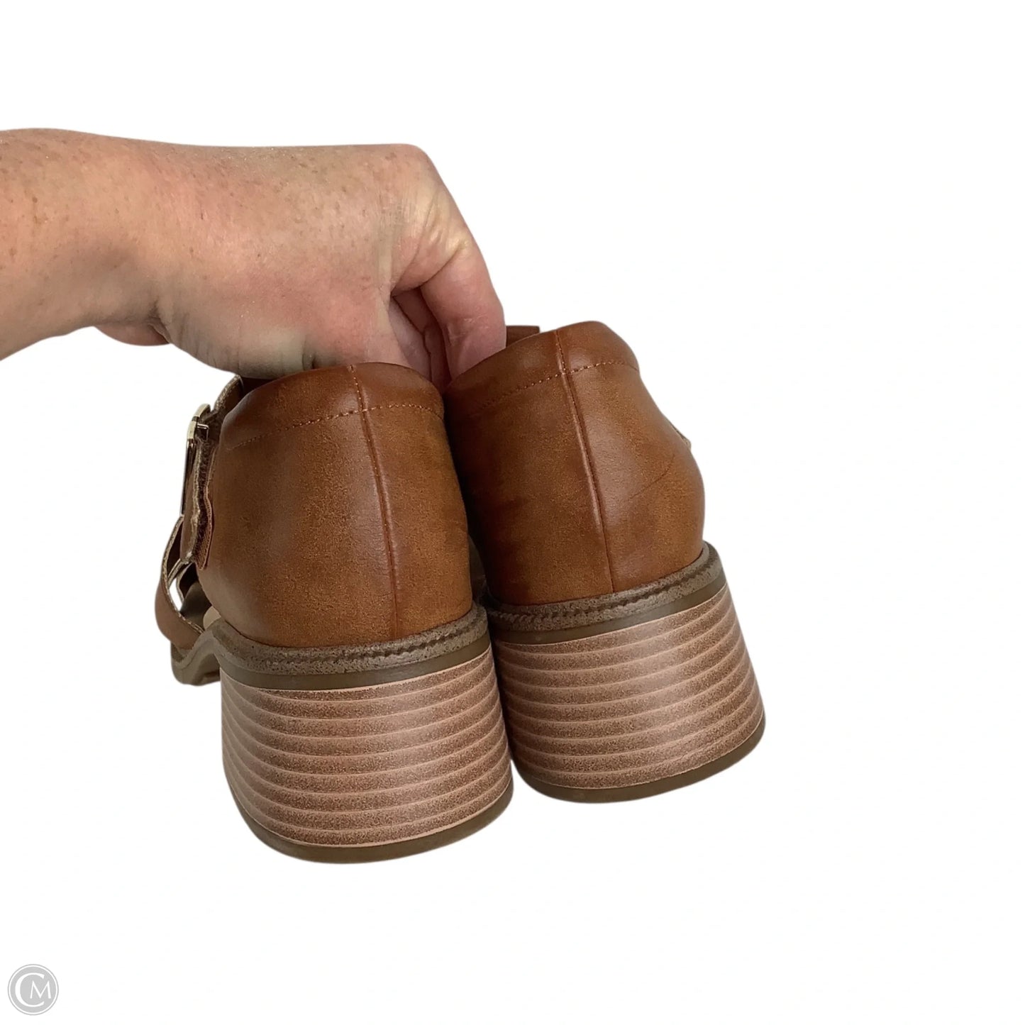 Sandals Heels Block By Dr Scholls In Brown, Size: 9