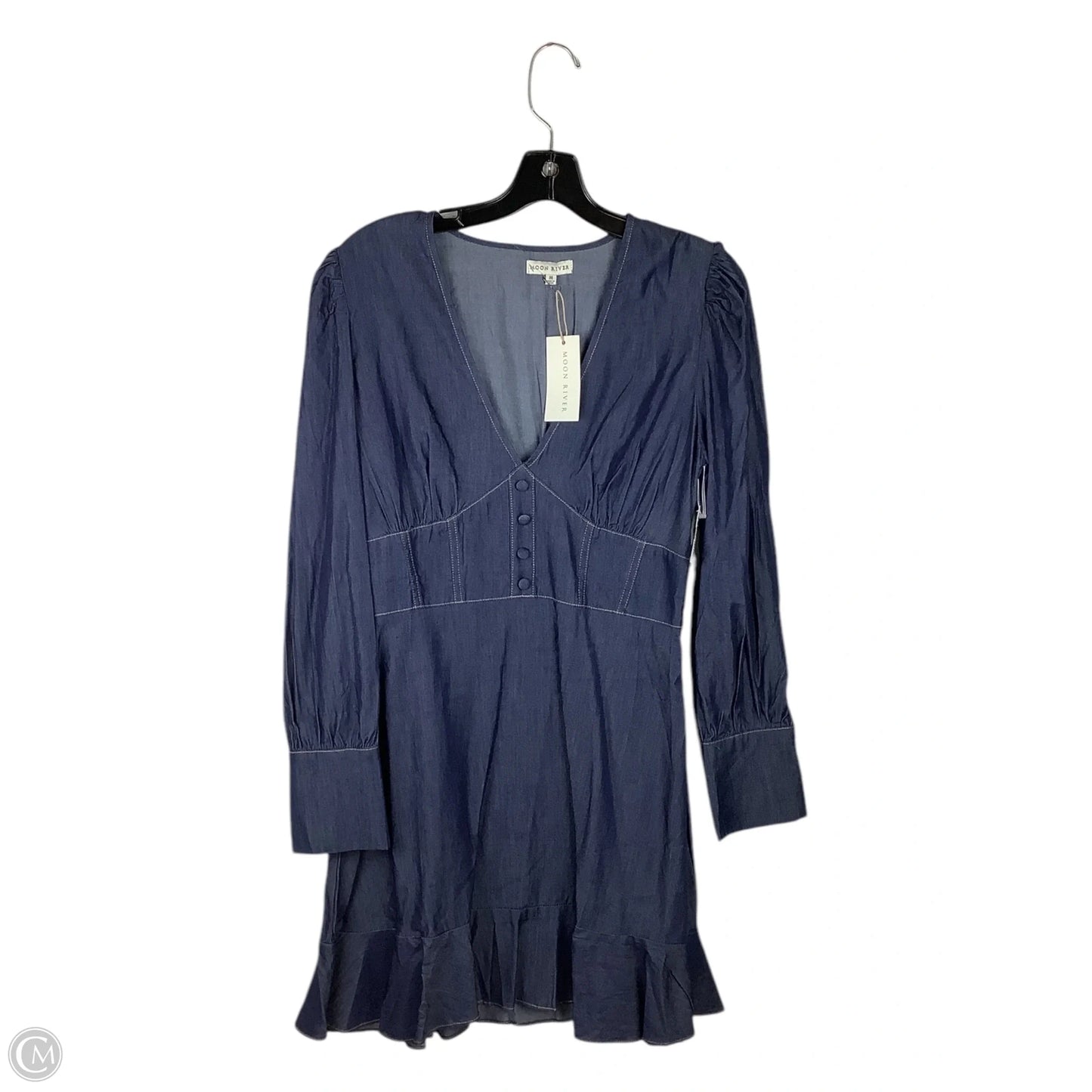 Dress Casual Midi By Moon River In Blue Denim, Size: M