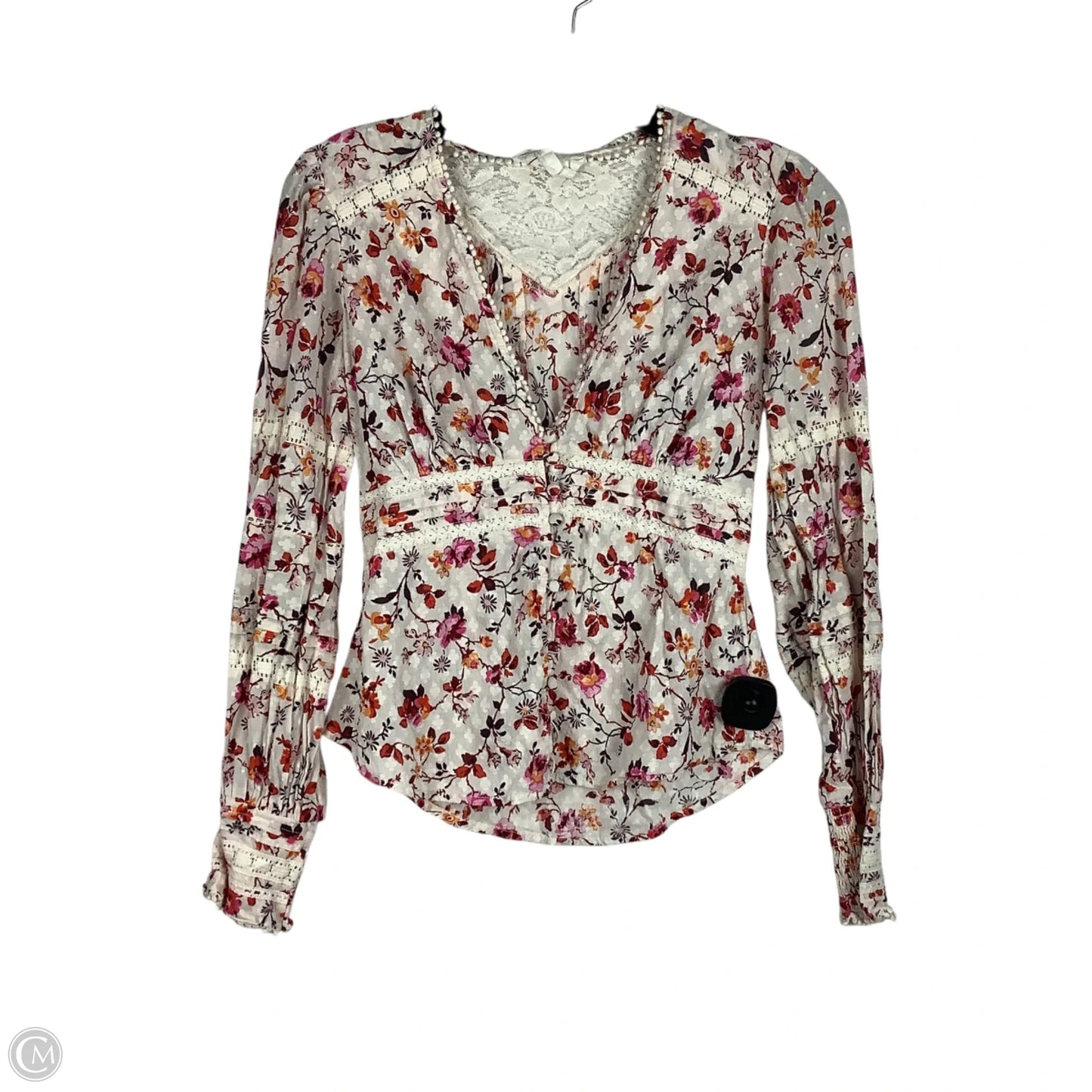 Top Long Sleeve By Anthropologie In Floral Print, Size: S