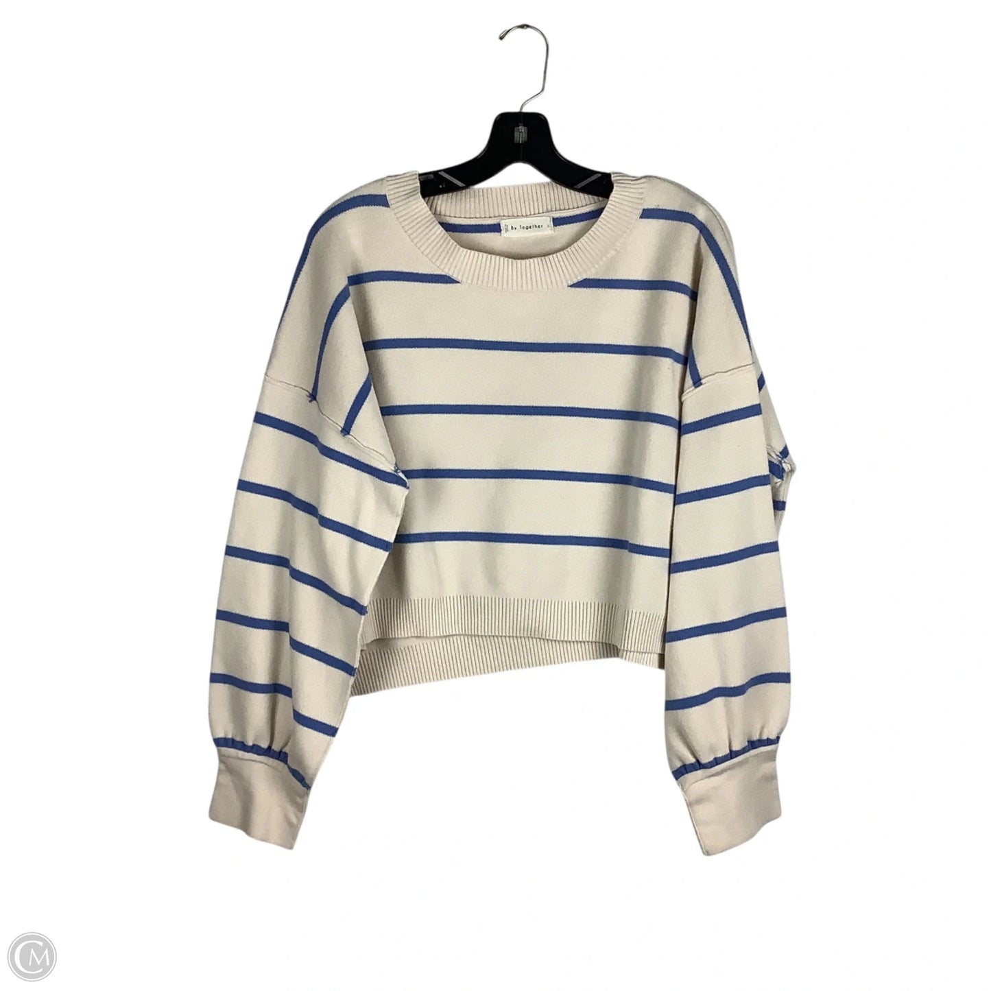 Top Long Sleeve By By Together In Blue & Cream, Size: L