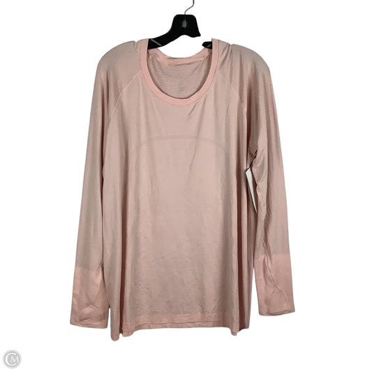 Athletic Top Long Sleeve Collar By Lululemon In Pink, Size: 18