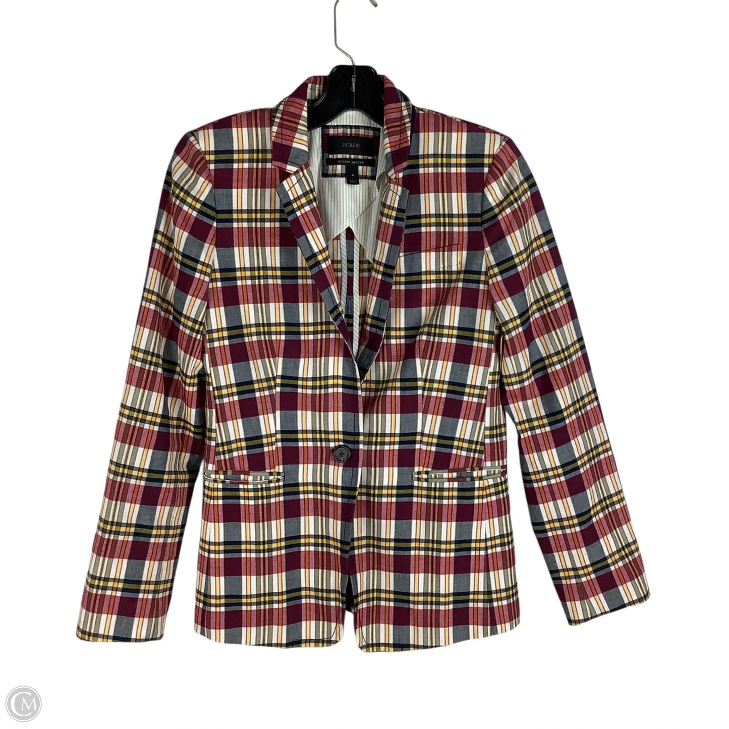 Blazer By J. Crew In Plaid Pattern, Size: 4