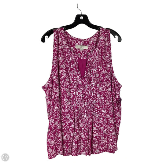 Top Sleeveless By Loft In Pink & White, Size: Xl