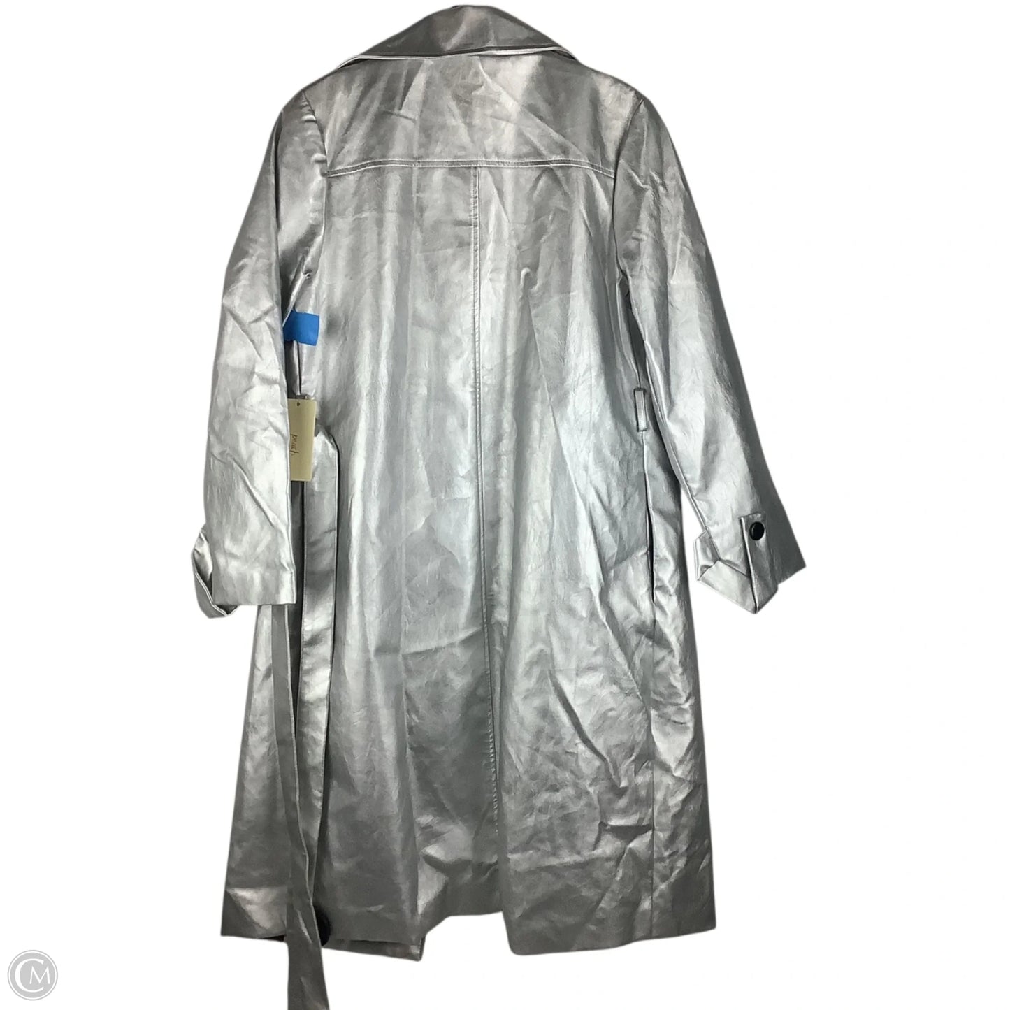 Coat Trench Coat By Peach In Silver, Size: S