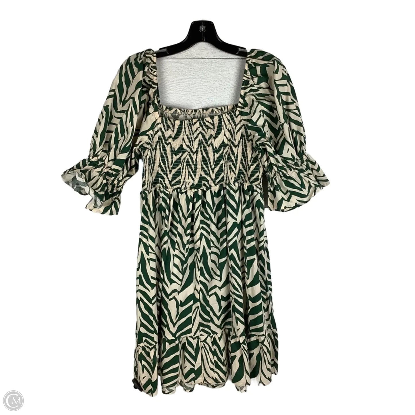 Dress Casual Short By Eloquii In Cream & Green, Size: Xl (16)