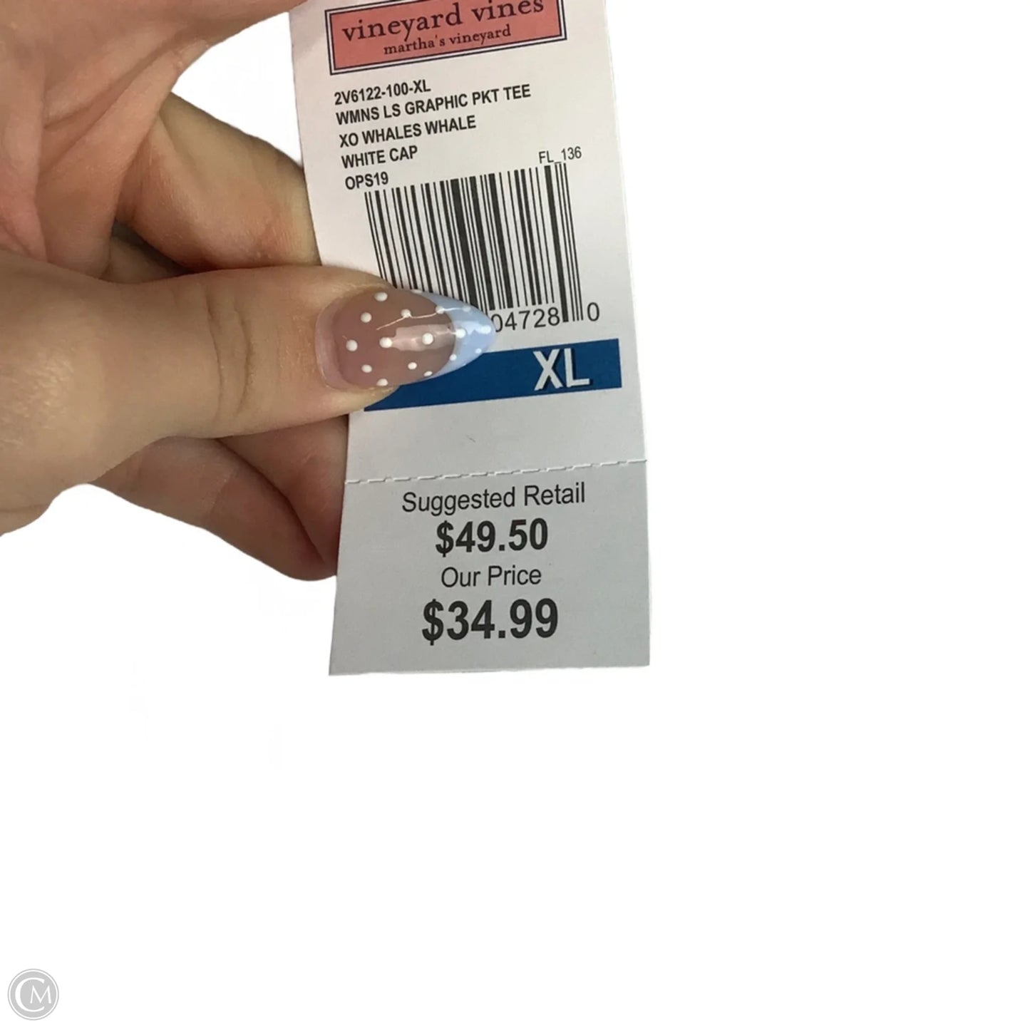 Top Long Sleeve By Vineyard Vines In White, Size: Xl