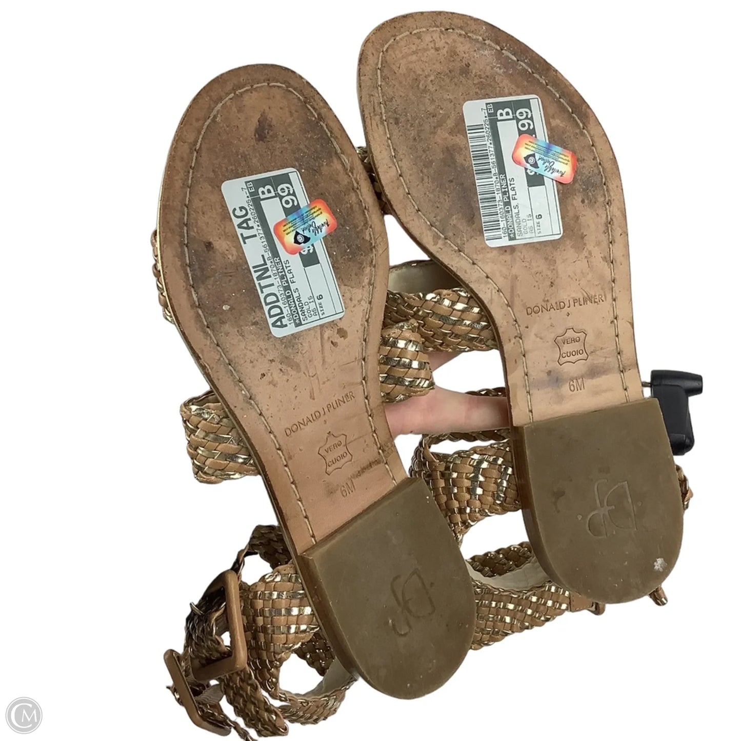 Sandals Flats By Donald Pliner In Gold, Size: 6